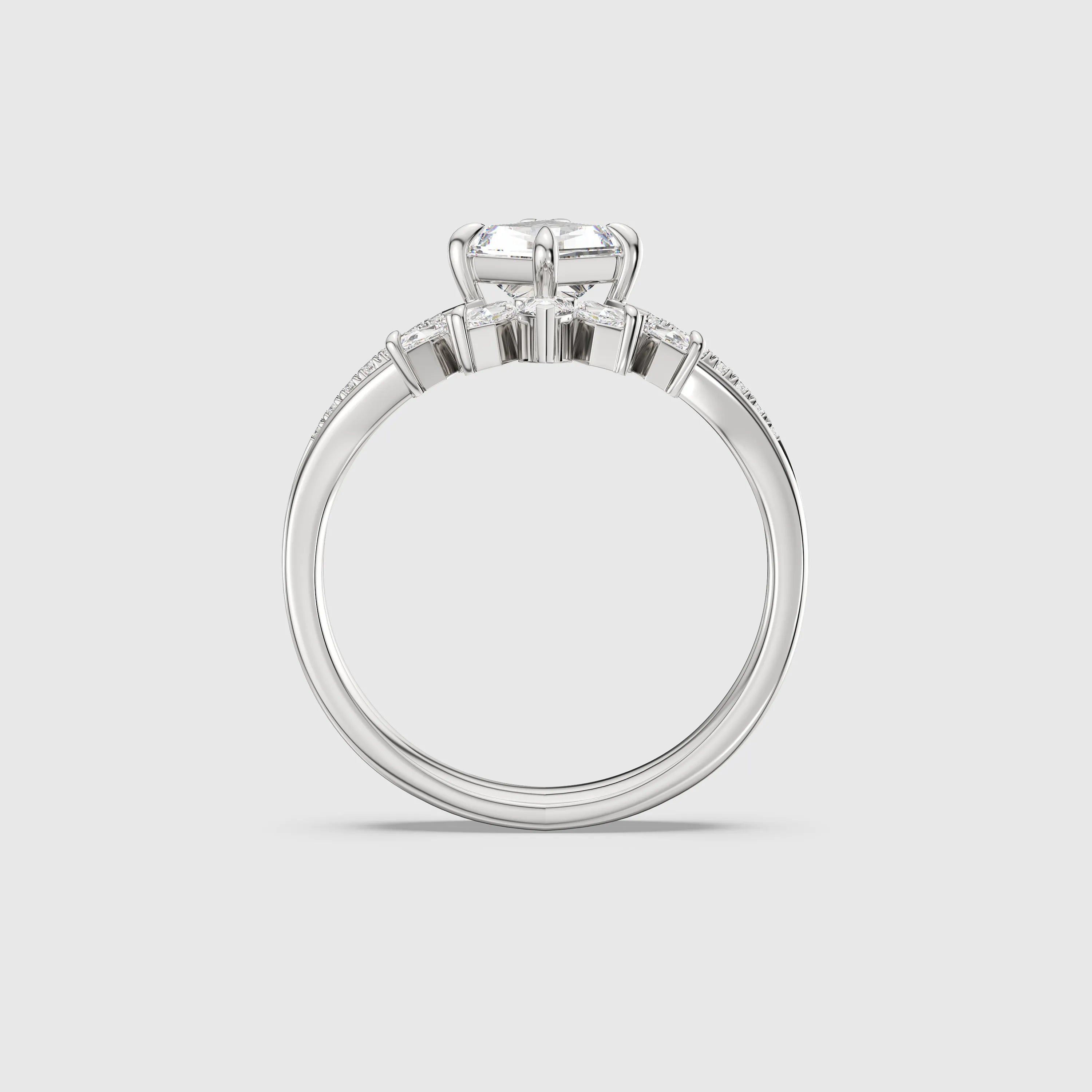 NEXUS Engagement Ring Set with Kite Lab Diamond 2PCs –18/14K Gold