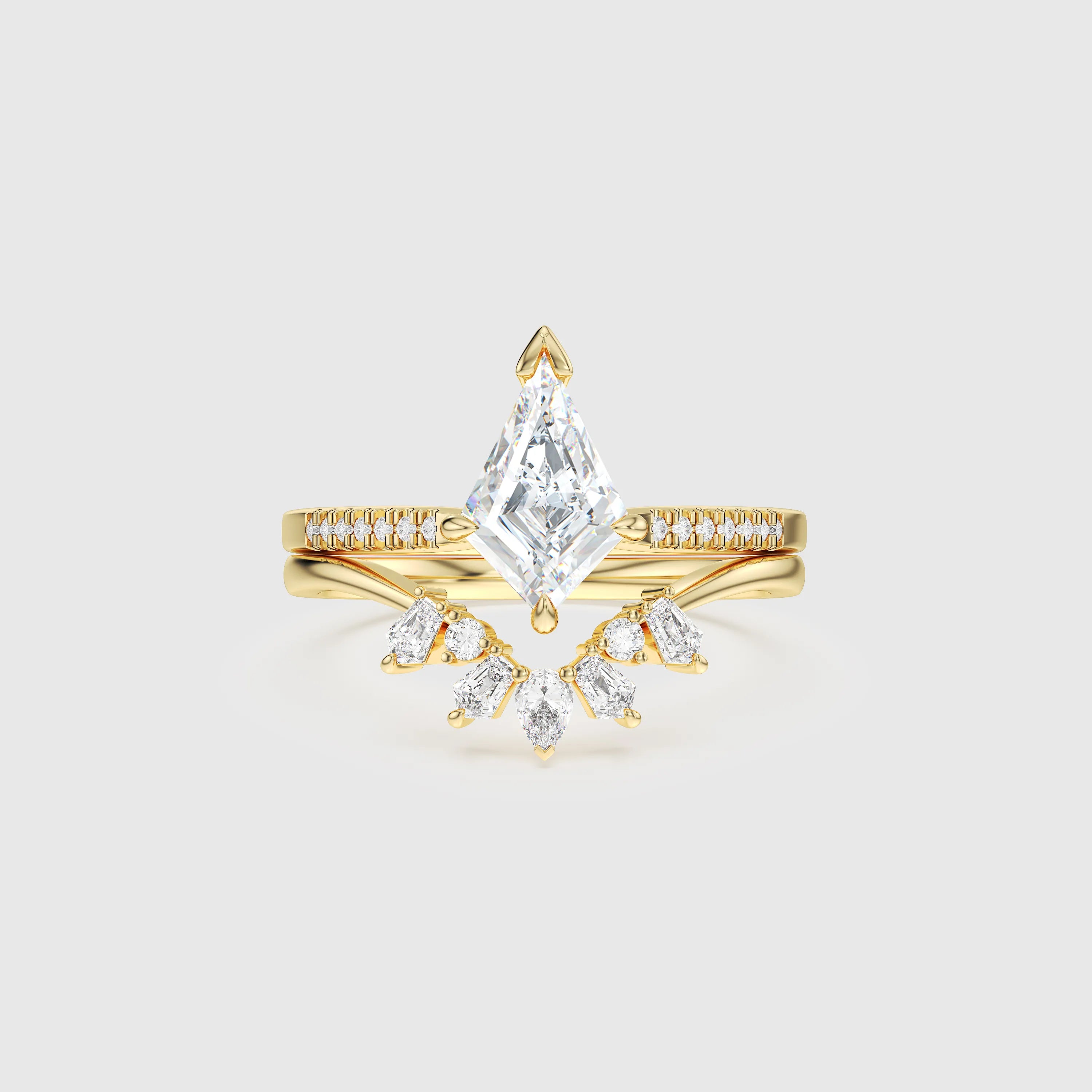 NEXUS Engagement Ring Set with Kite Lab Diamond 2PCs –18/14K Gold