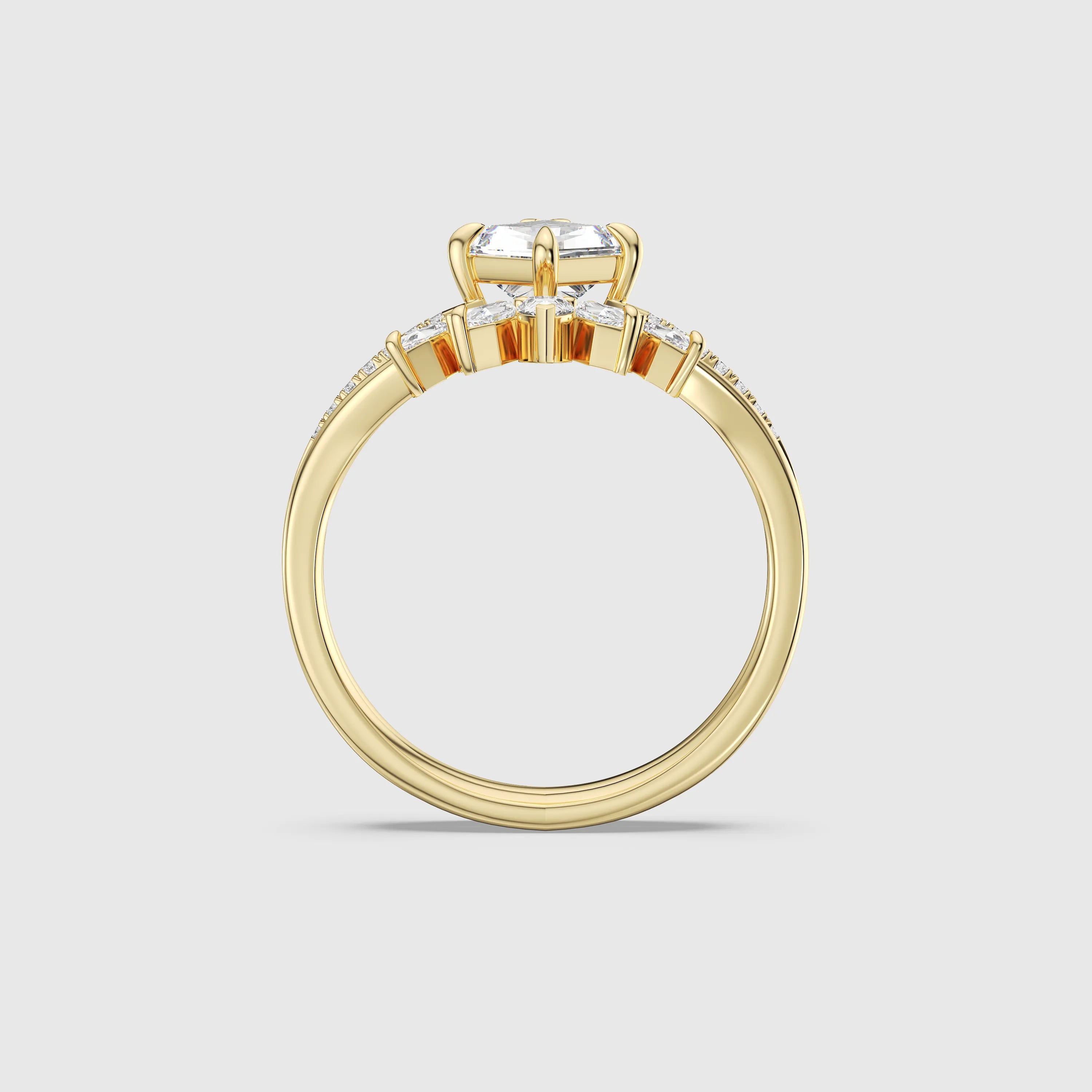 NEXUS Engagement Ring Set with Kite Lab Diamond 2PCs –18/14K Gold