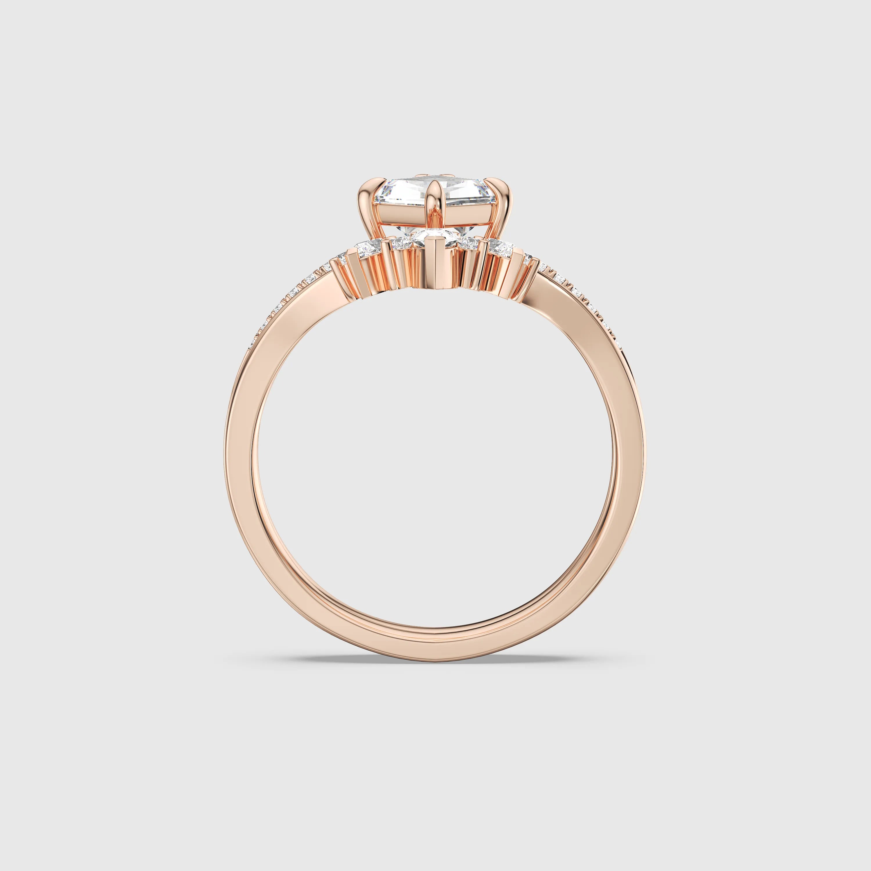 Radiant Kite Diamond V-Shaped Bridal Ring Set 2pcs