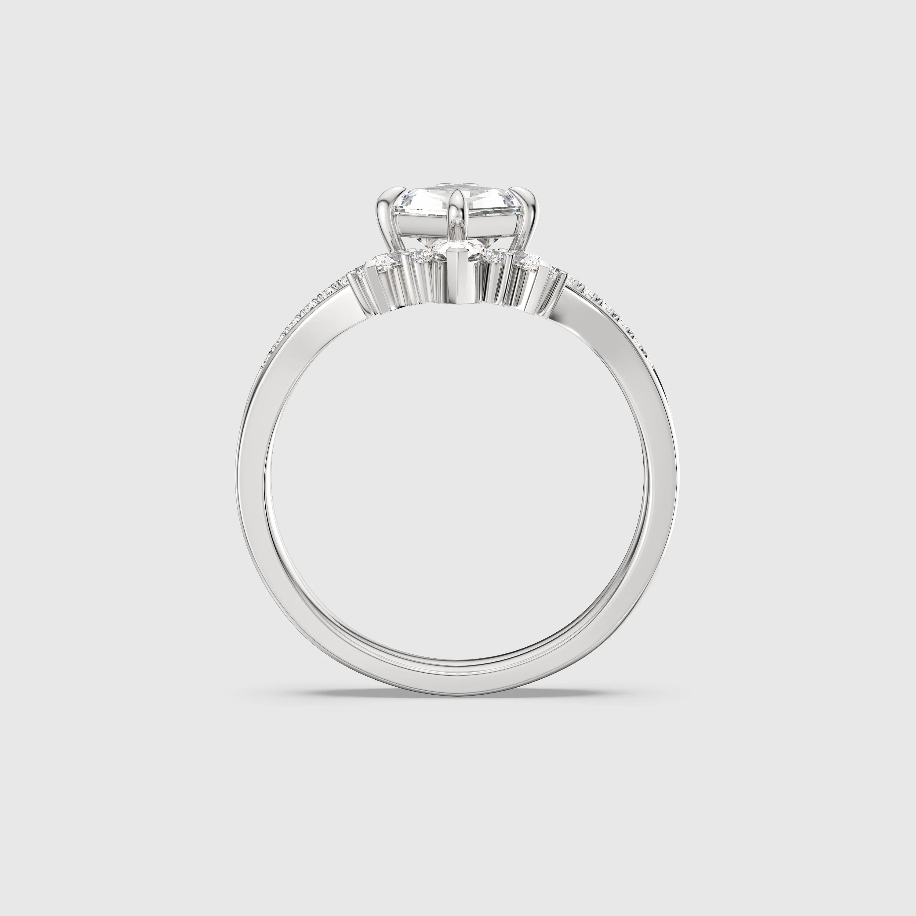 Radiant Kite Diamond V-Shaped Bridal Ring Set 2pcs