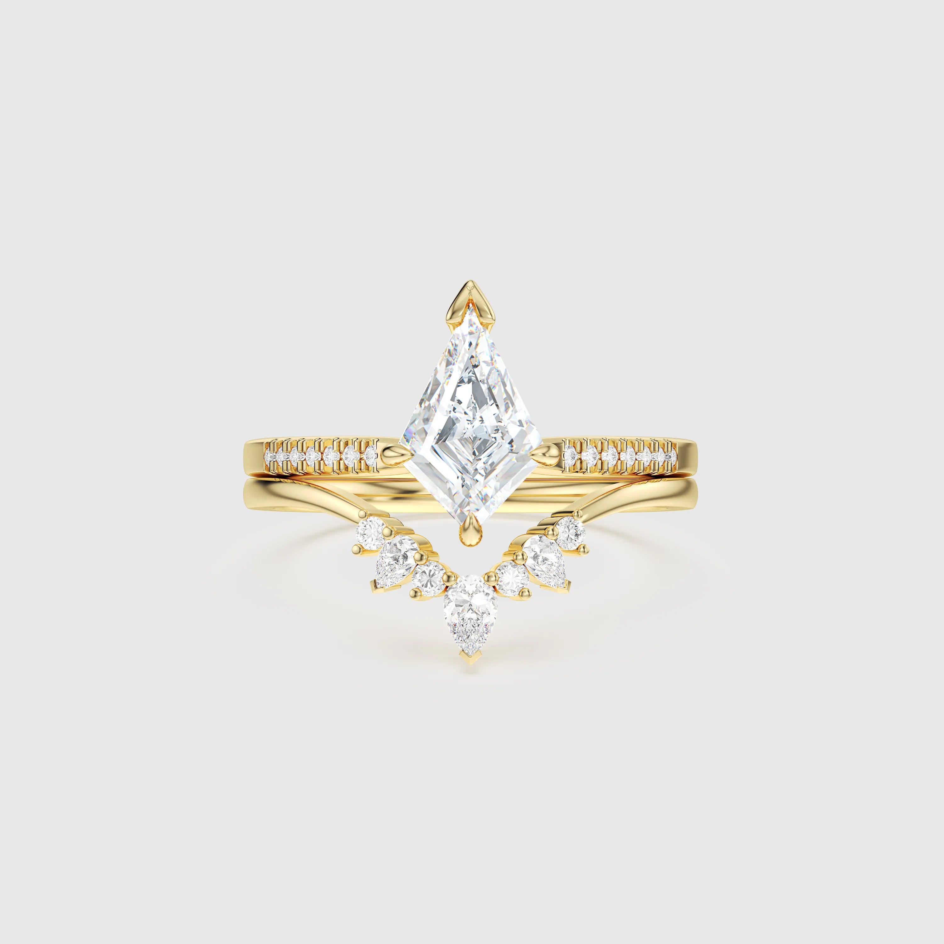 Radiant Kite Diamond V-Shaped Bridal Ring Set 2pcs
