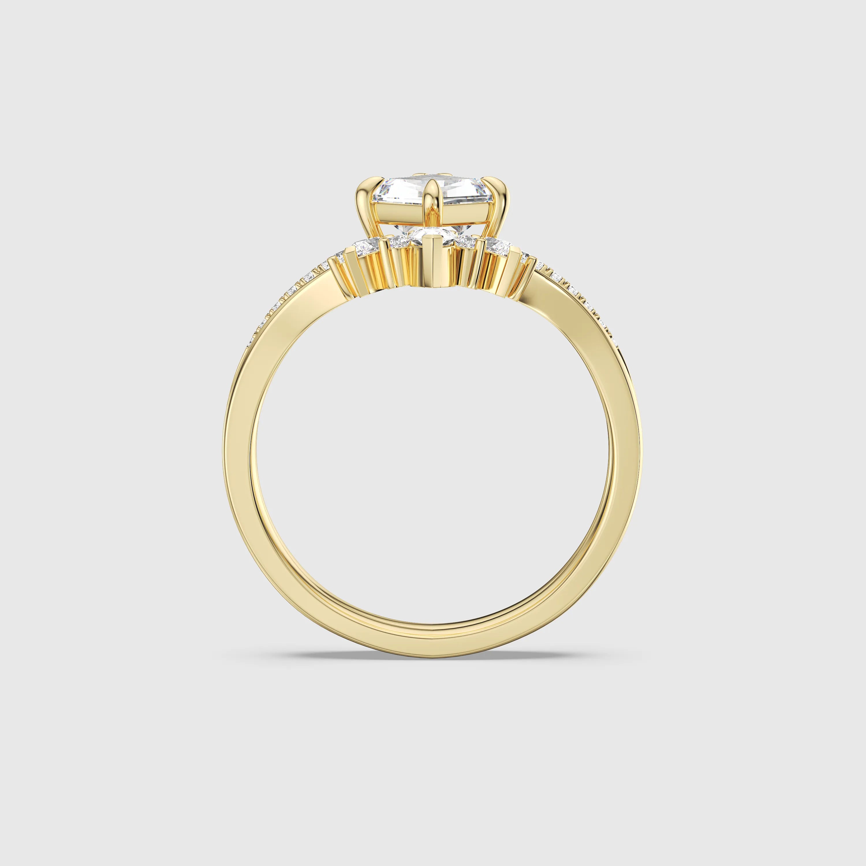 Radiant Kite Diamond V-Shaped Bridal Ring Set 2pcs