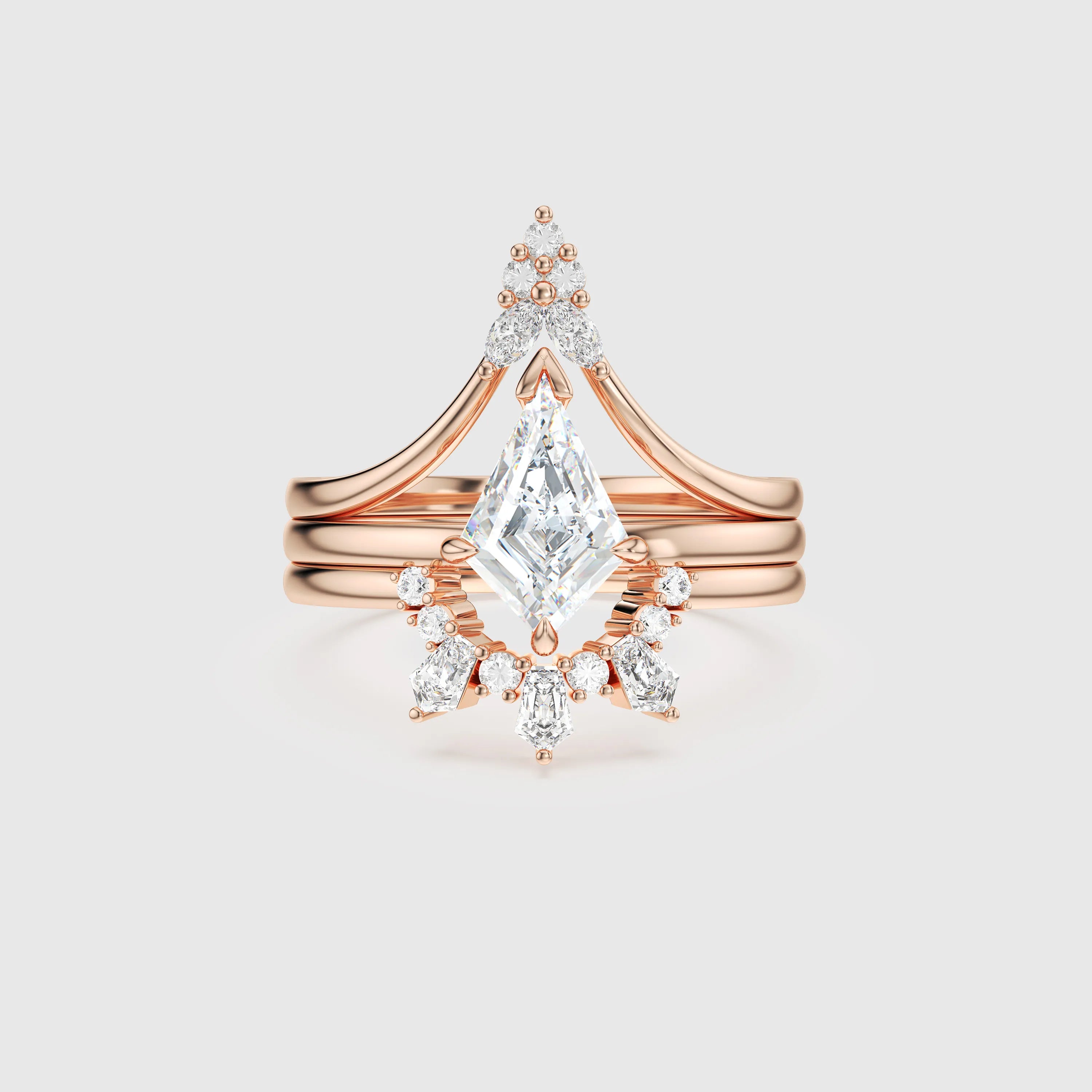 NEXUS Celestia Crown Ring Set with Kite Shape Lab-Grown Diamond 3PCs
