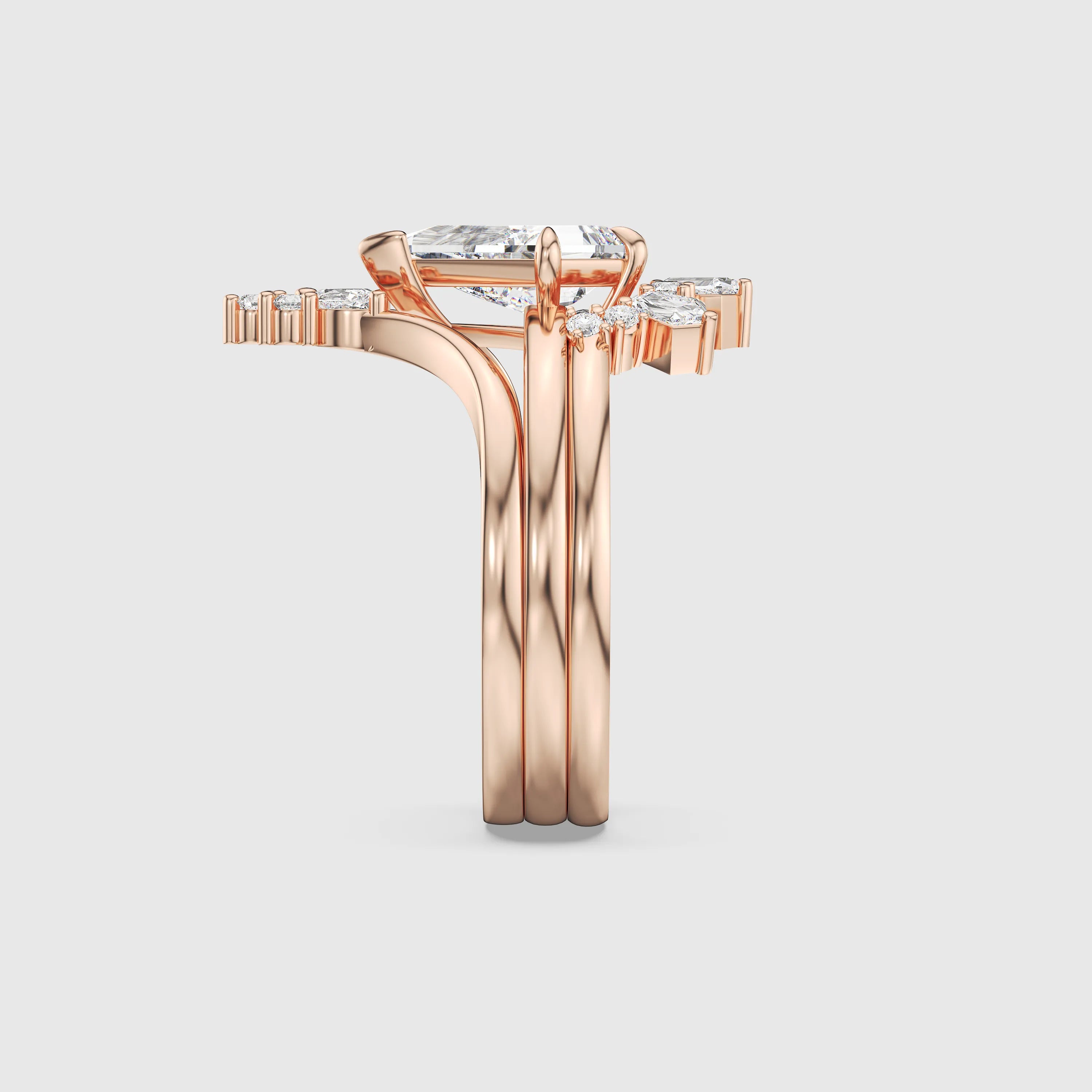 NEXUS Celestia Crown Ring Set with Kite Shape Lab-Grown Diamond 3PCs