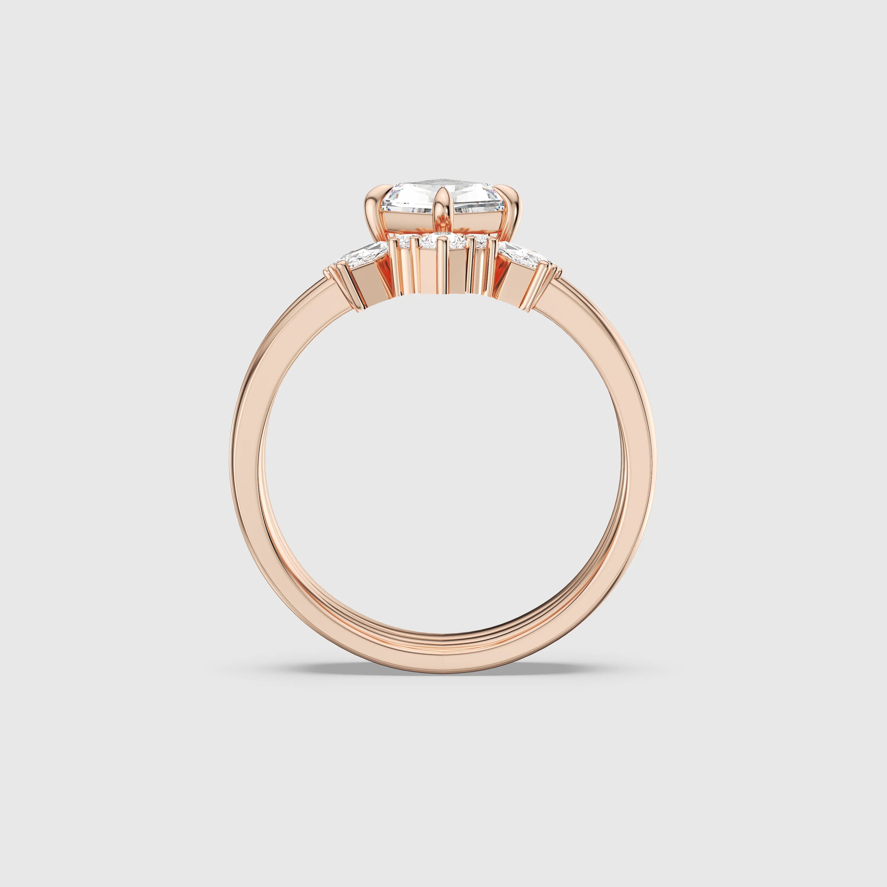 NEXUS Celestia Crown Ring Set with Kite Shape Lab-Grown Diamond 3PCs