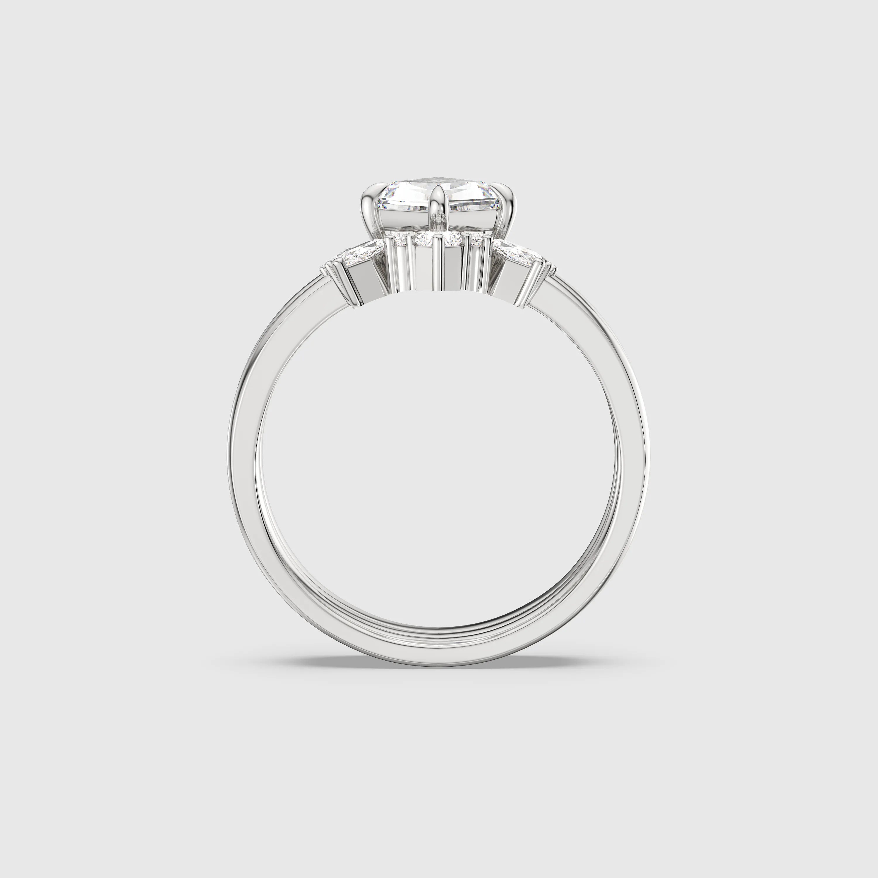 NEXUS Celestia Crown Ring Set with Kite Shape Lab-Grown Diamond 3PCs