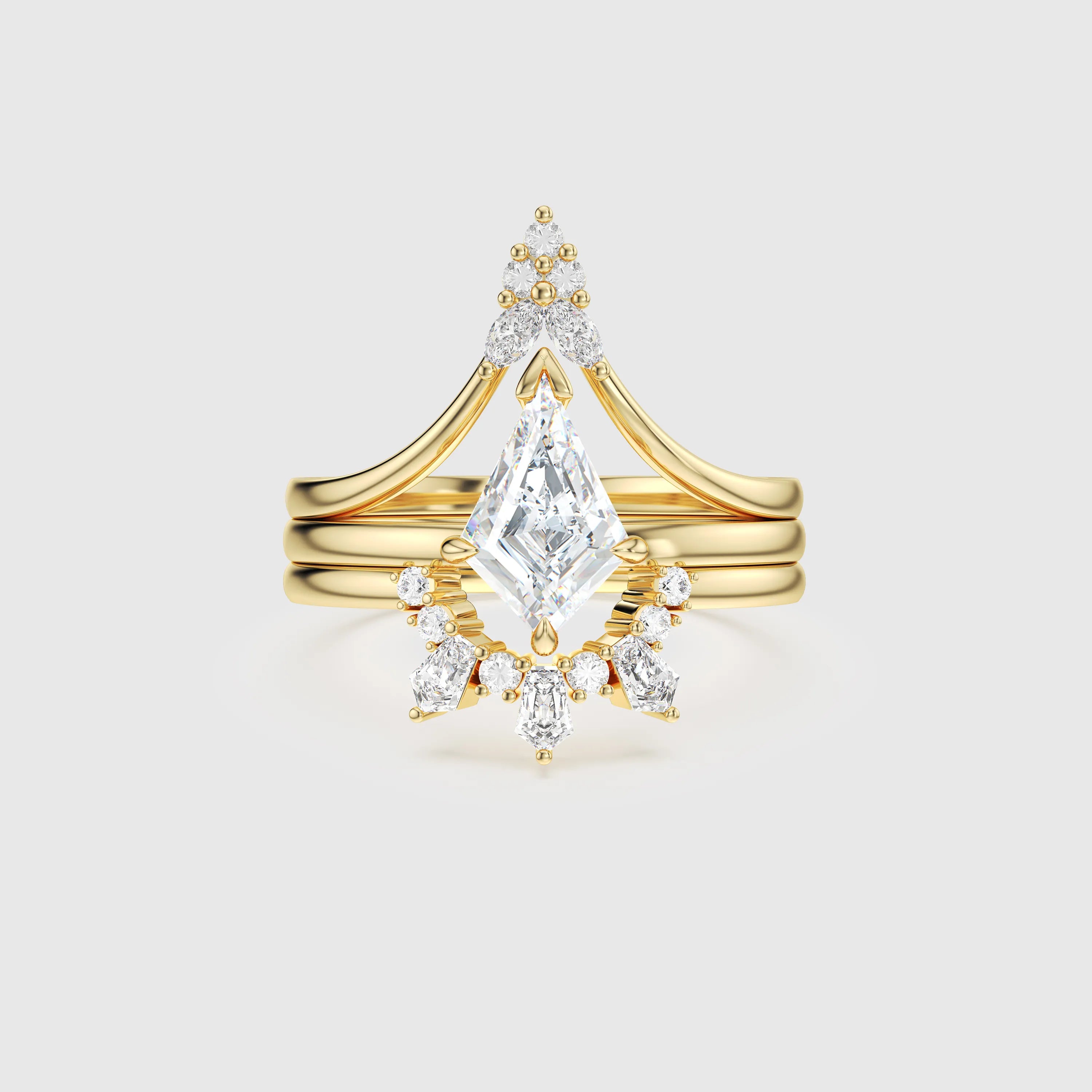 NEXUS Celestia Crown Ring Set with Kite Shape Lab-Grown Diamond 3PCs