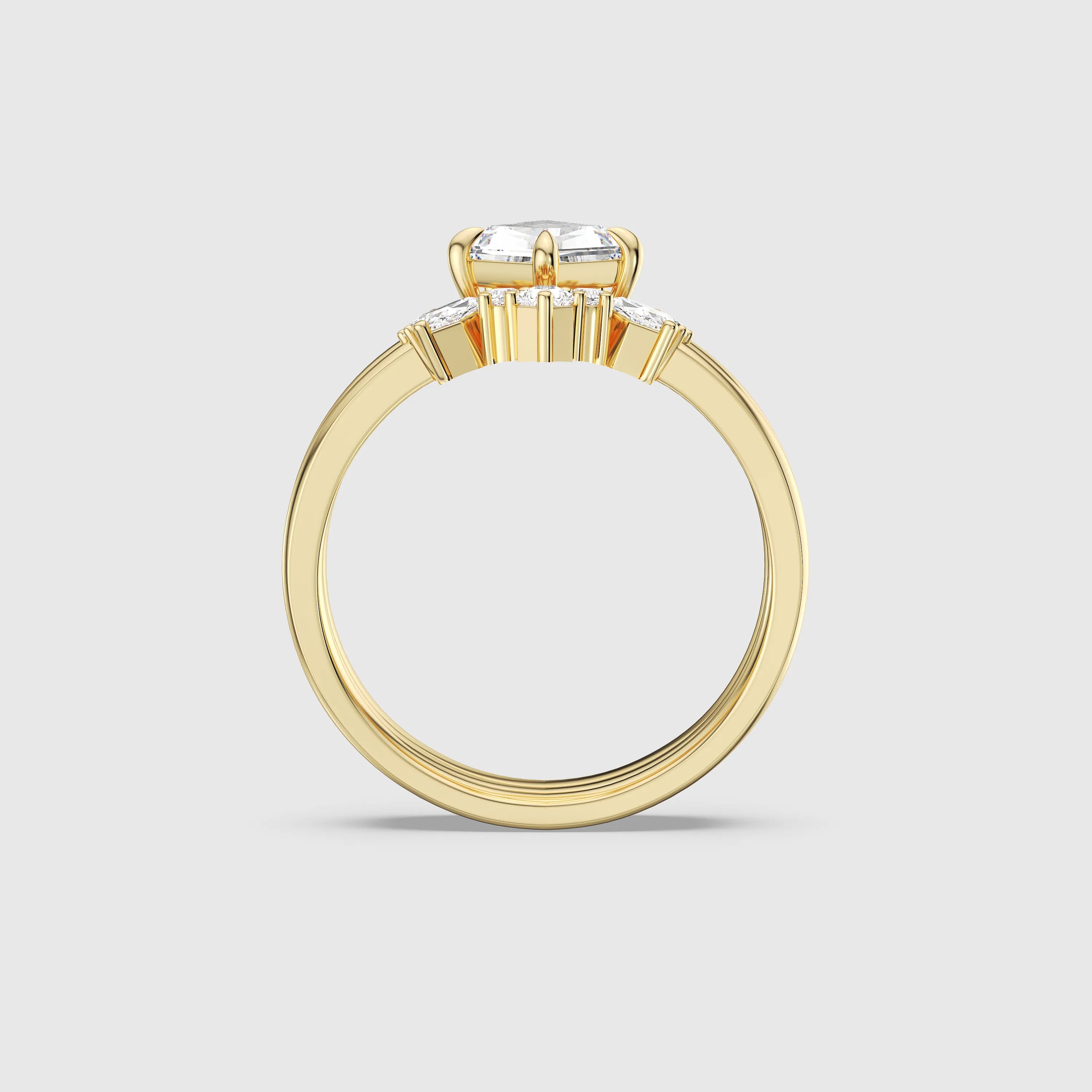 NEXUS Celestia Crown Ring Set with Kite Shape Lab-Grown Diamond 3PCs