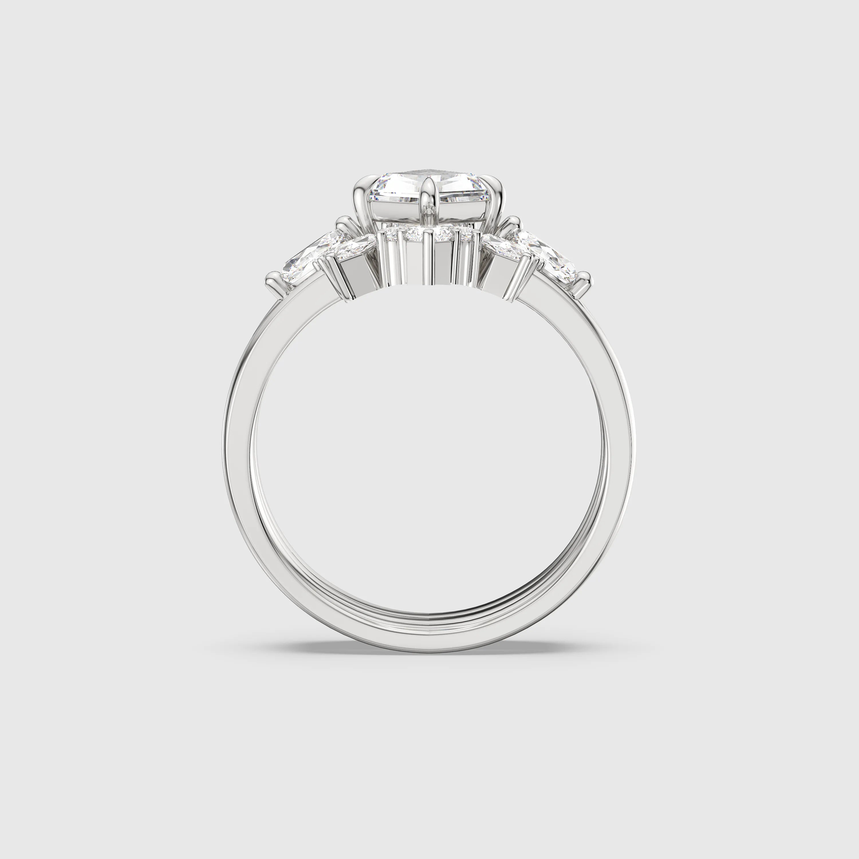 Celeste Diamond Crown Ring Set 3-Piece Stacking Engagement & Wedding Band