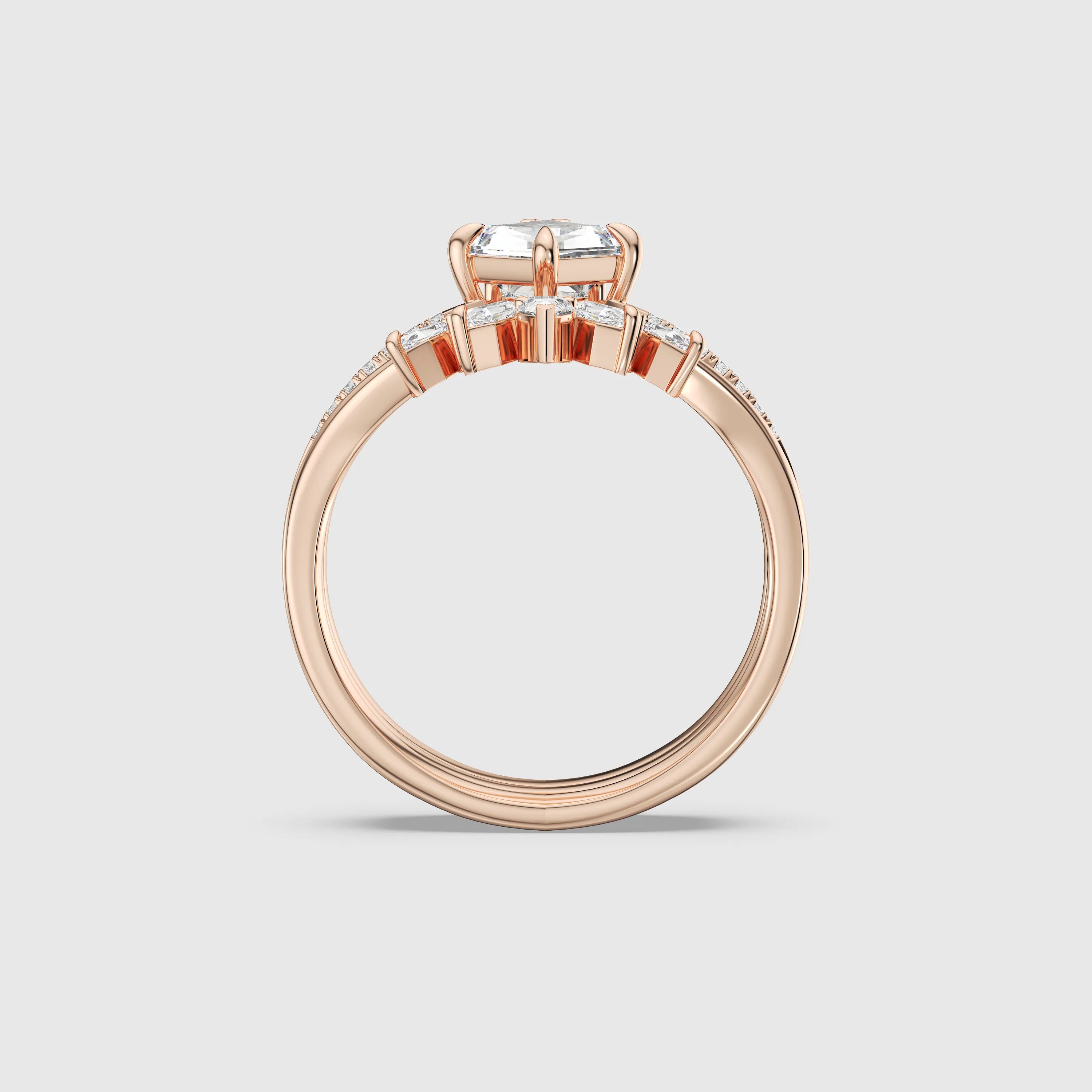 Kite Diamond Trio Ring Set Customizable 3-in-1 Engagement & Stacking Rings