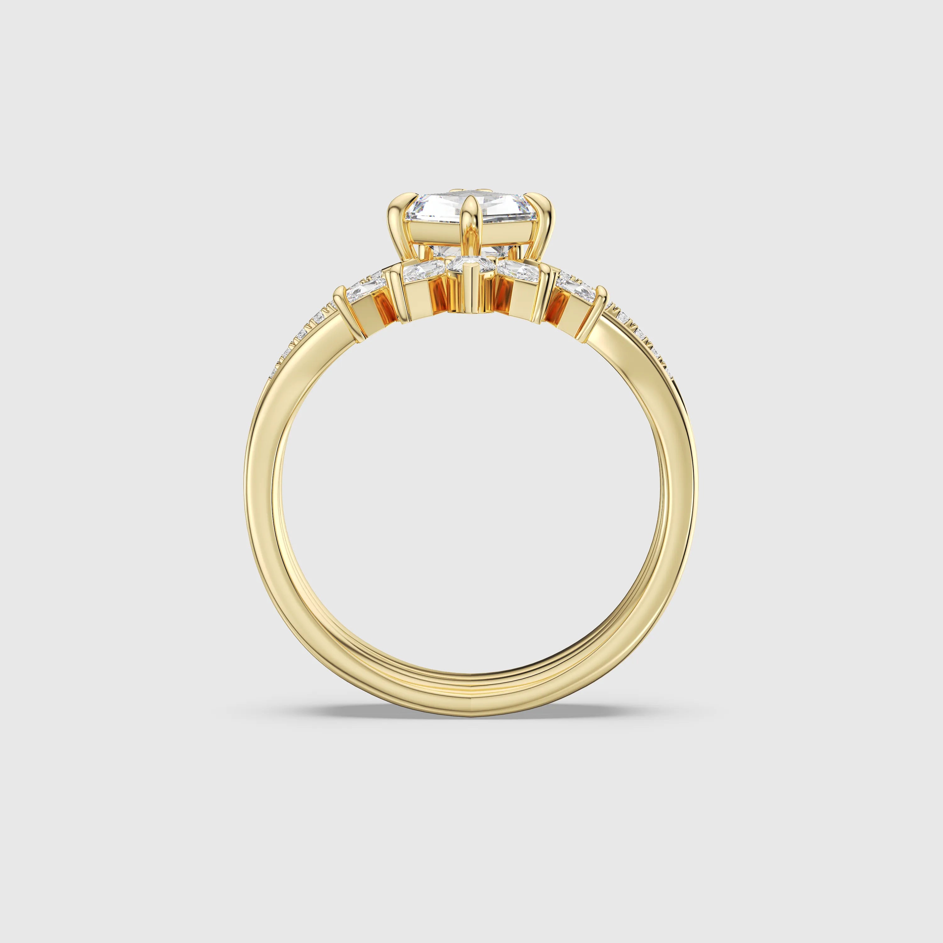 Kite Diamond Trio Ring Set Customizable 3-in-1 Engagement & Stacking Rings