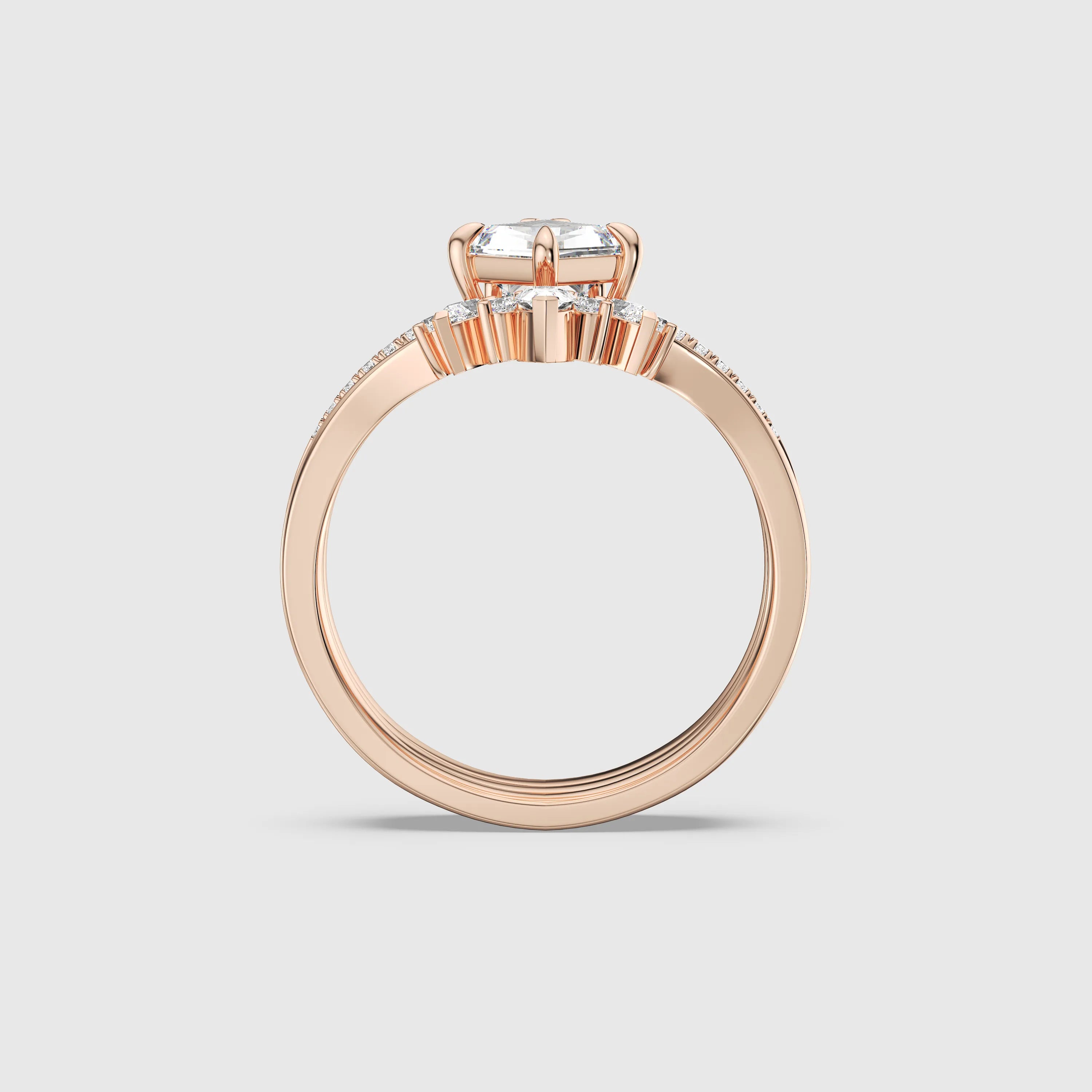 Kite Cut Diamond 3pcs Bridal Ring Set – Versatile Engagement & Wedding Bands