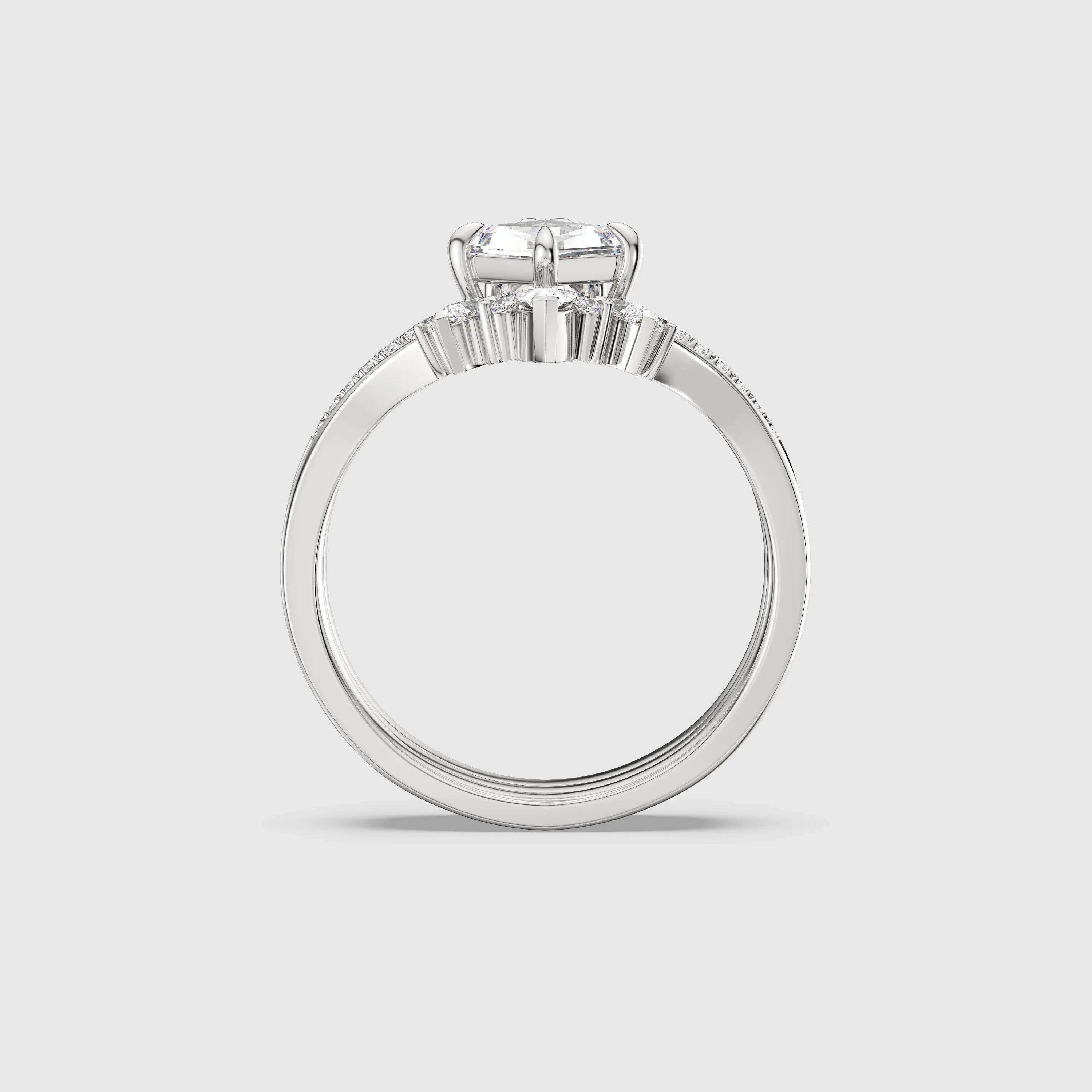 Kite Cut Diamond 3pcs Bridal Ring Set – Versatile Engagement & Wedding Bands