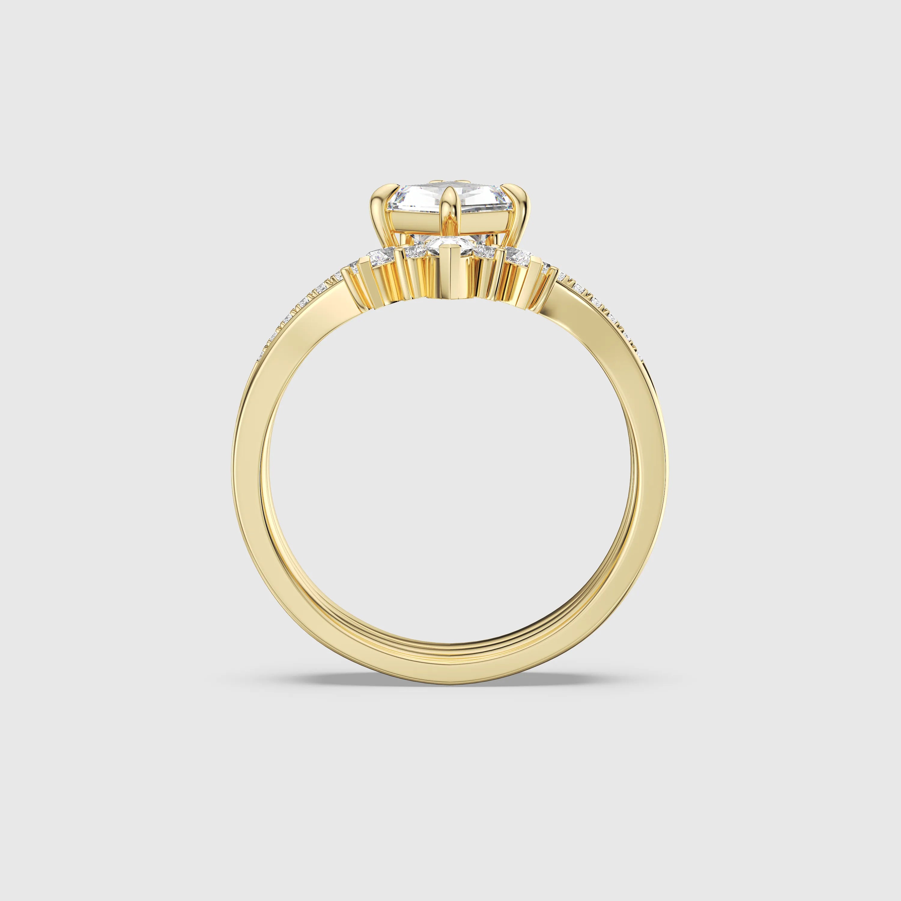 Kite Cut Diamond 3pcs Bridal Ring Set – Versatile Engagement & Wedding Bands