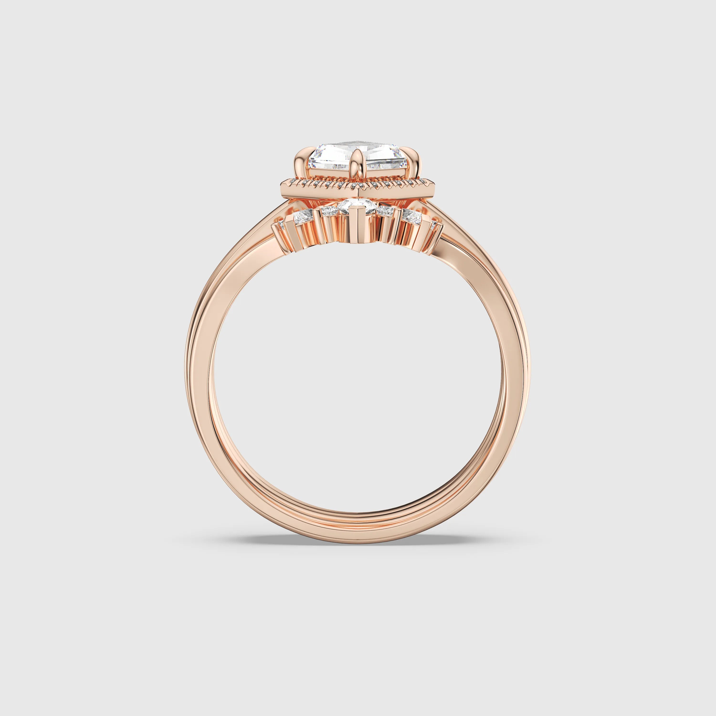 NEXUS Triple Ring Set with Halo Kite-Shaped Lab Diamond Rings
