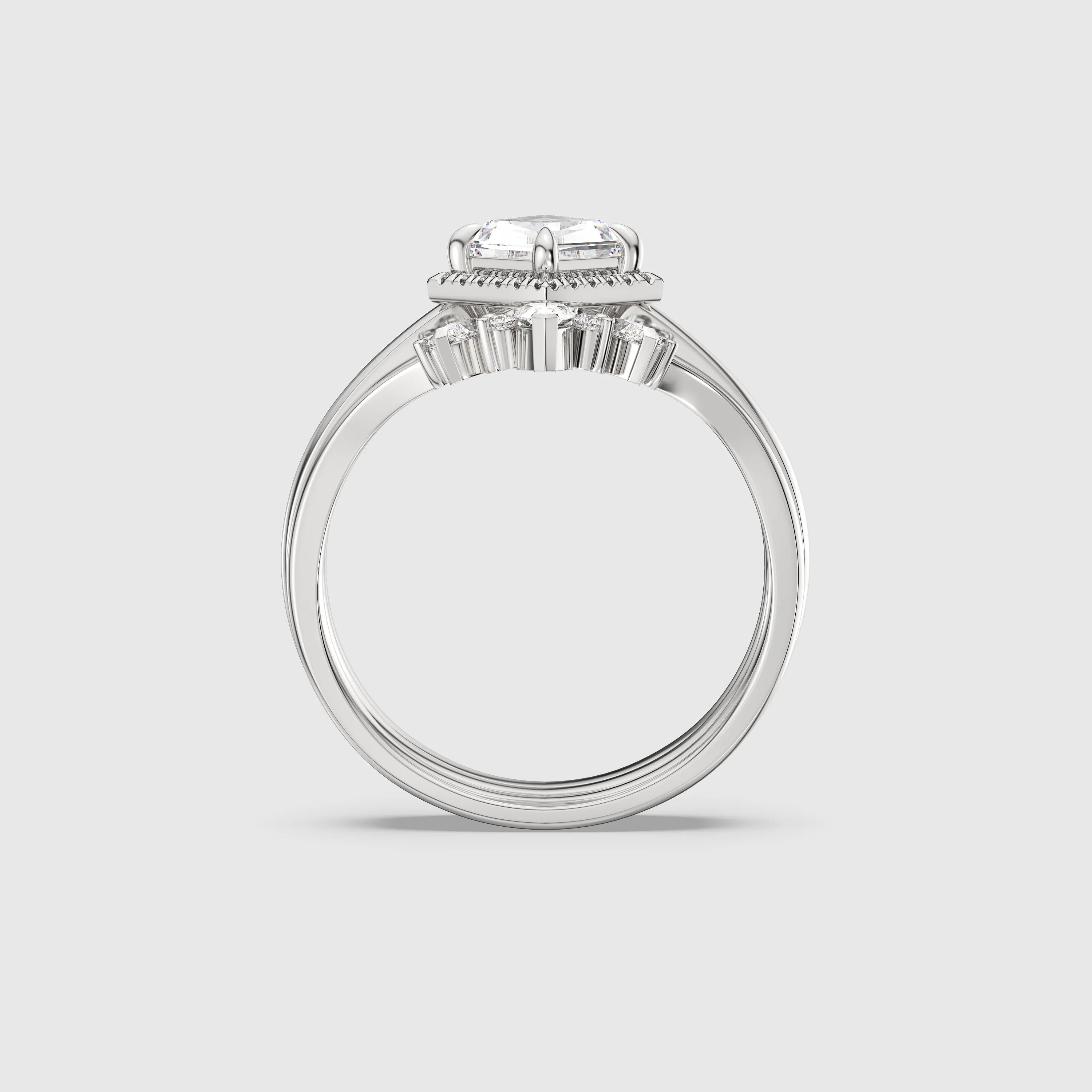 NEXUS Triple Ring Set with Halo Kite-Shaped Lab Diamond Rings