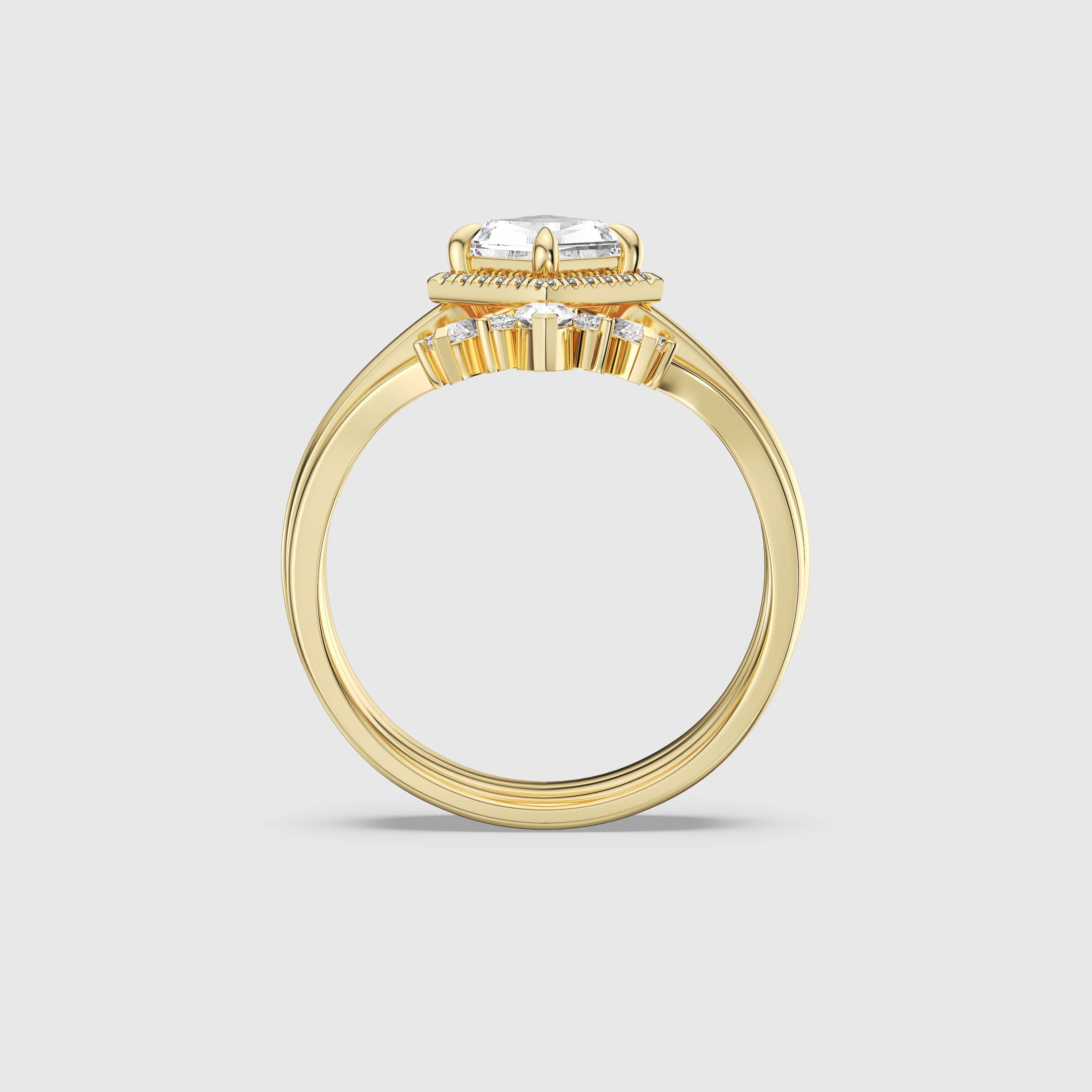 NEXUS Triple Ring Set with Halo Kite-Shaped Lab Diamond Rings
