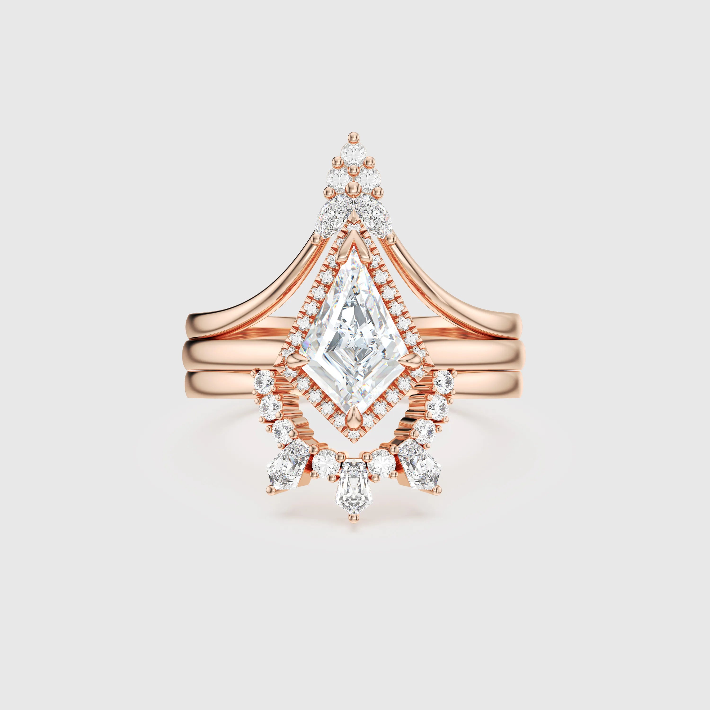 NEXUS Celeste Triple Band Kite-Cut Lab Diamond Bridal Set