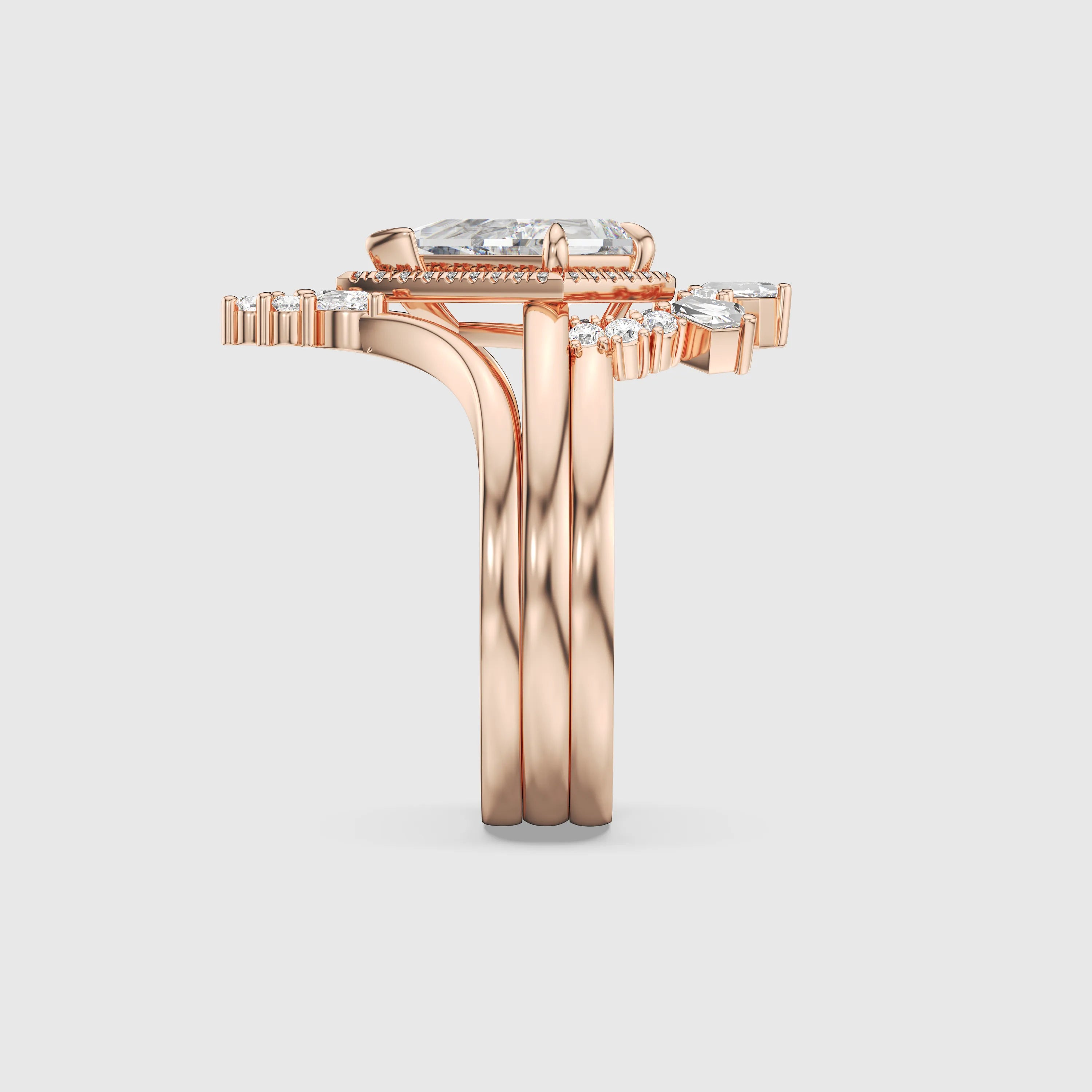 NEXUS Celeste Triple Band Kite-Cut Lab Diamond Bridal Set