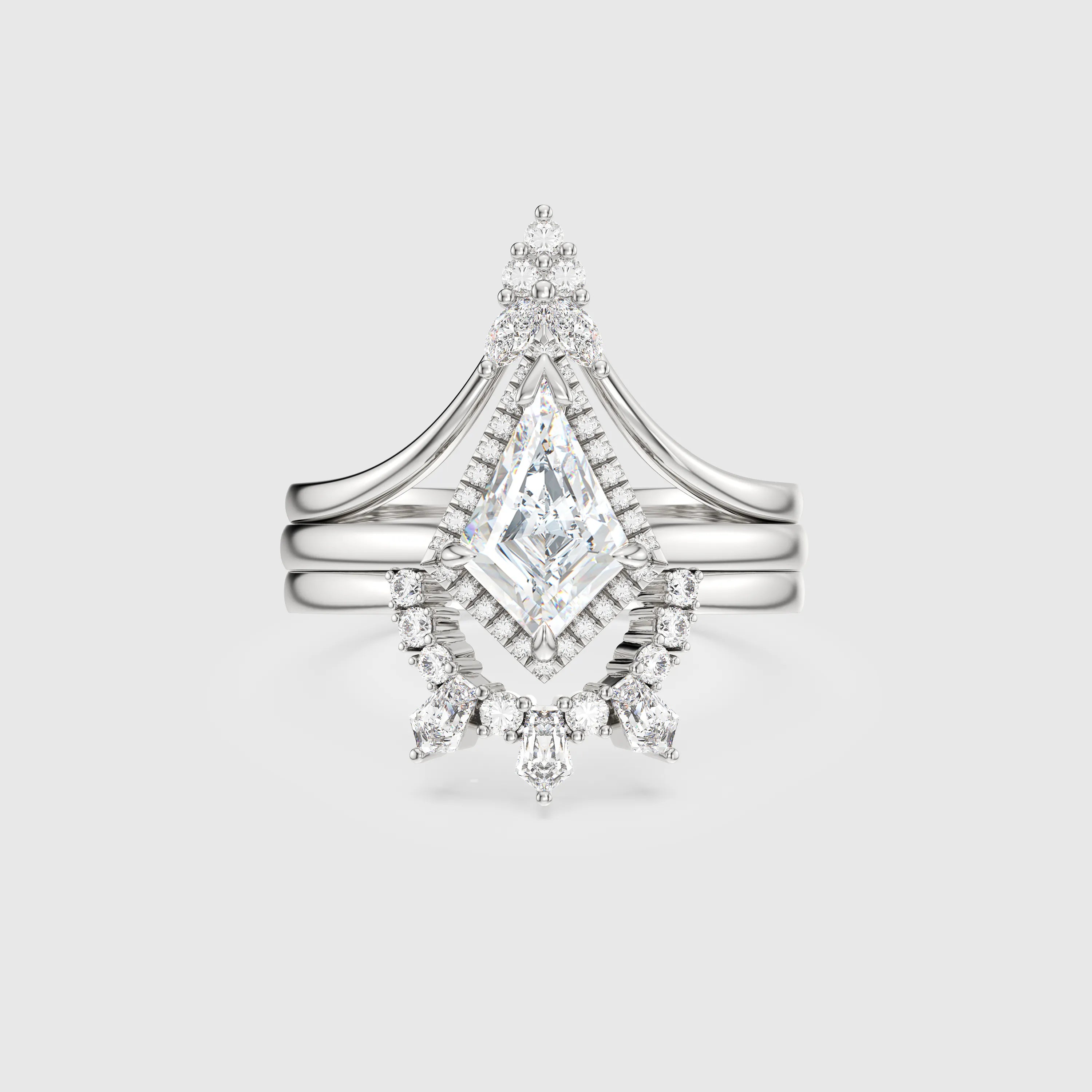 NEXUS Celeste Triple Band Kite-Cut Lab Diamond Bridal Set