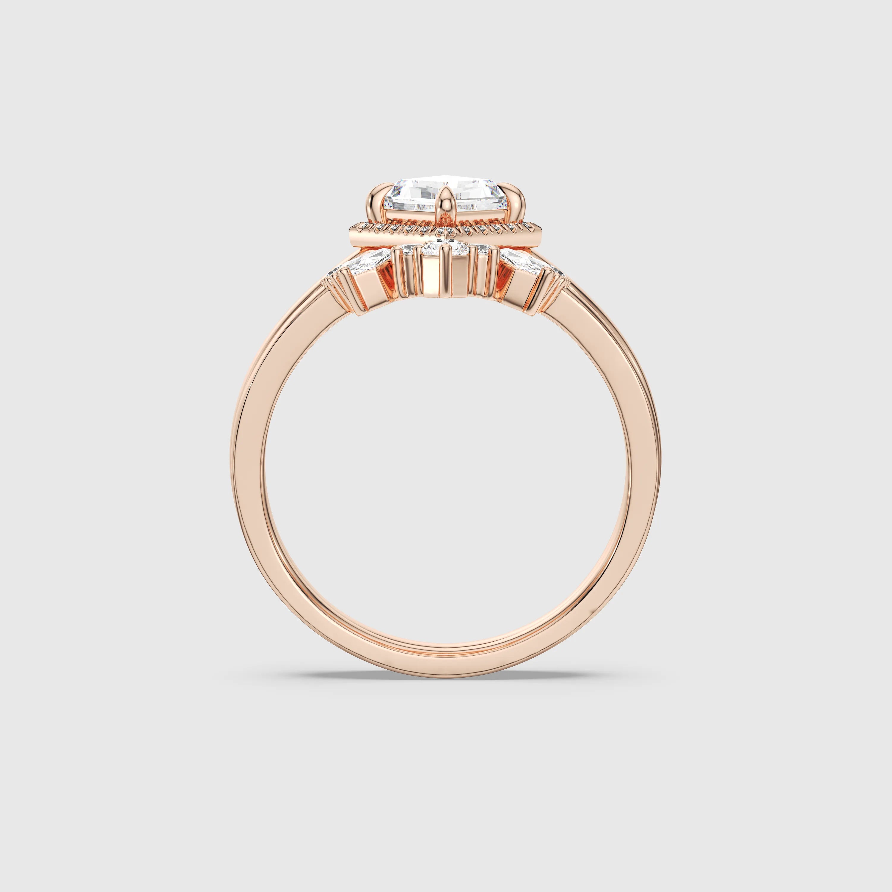 Kite-Shaped Lab Diamond Halo Ring Set 2pcs - Love Statement