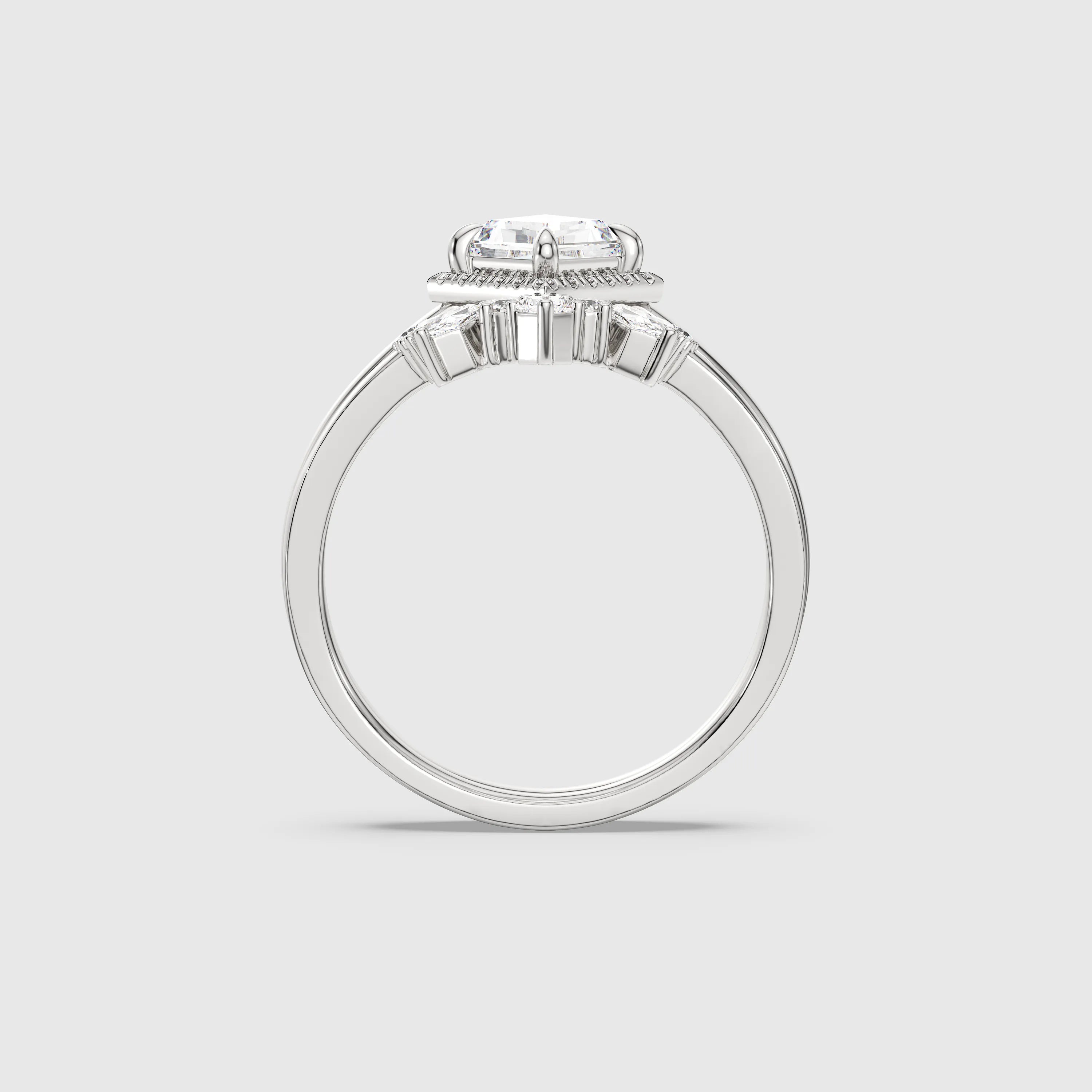 Kite-Shaped Lab Diamond Halo Ring Set 2pcs - Love Statement