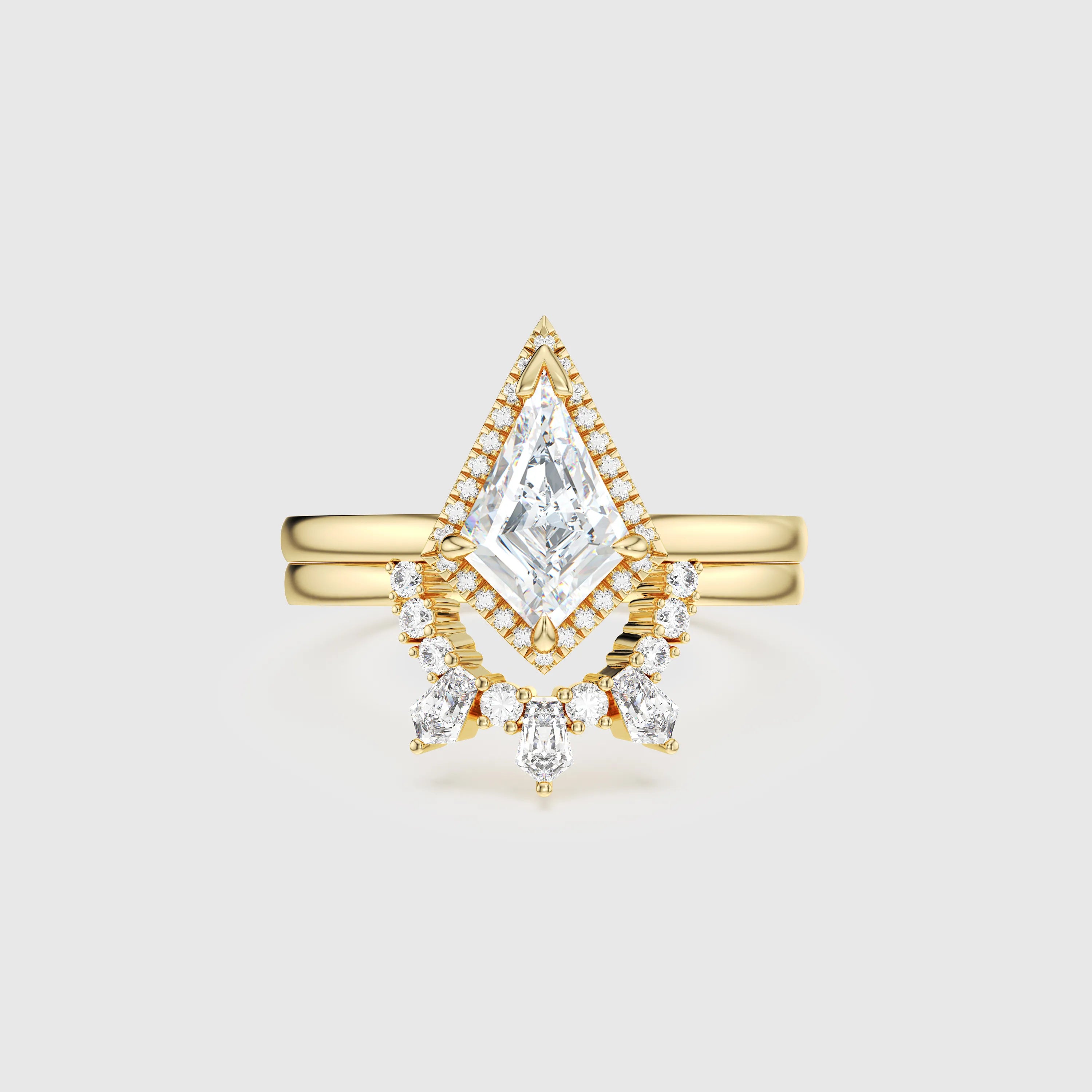 Kite-Shaped Lab Diamond Halo Ring Set 2pcs - Love Statement