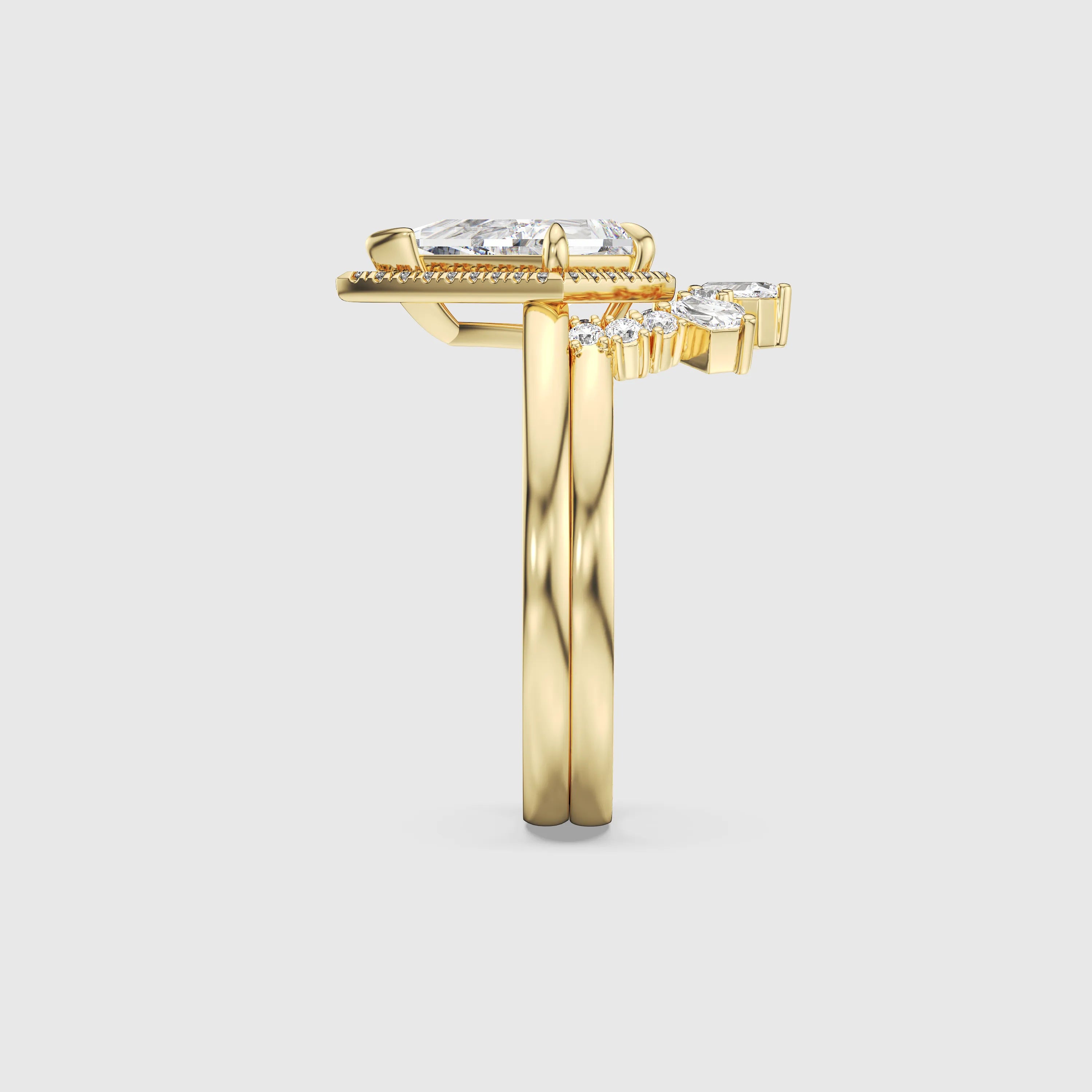 Kite-Shaped Lab Diamond Halo Ring Set 2pcs - Love Statement