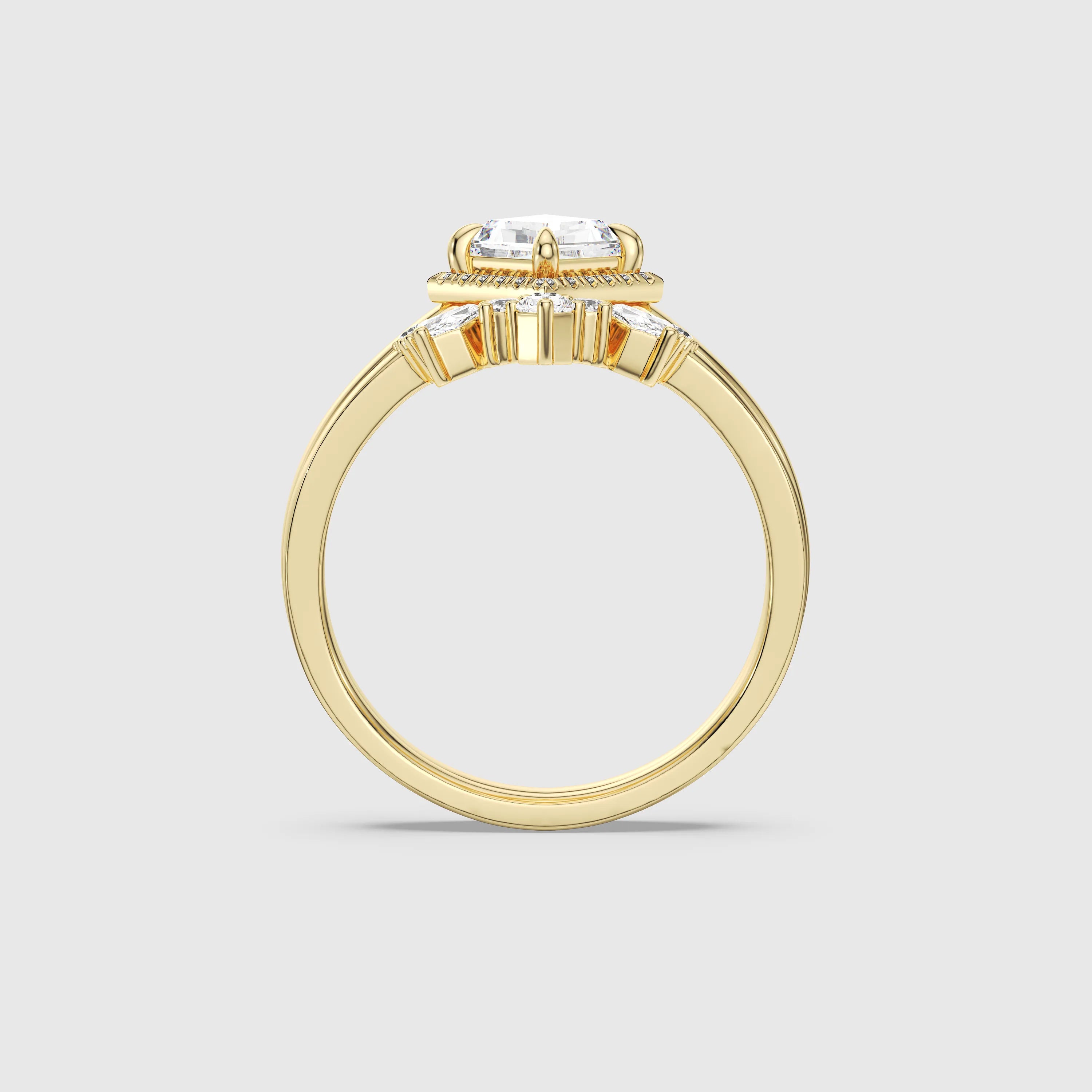 Kite-Shaped Lab Diamond Halo Ring Set 2pcs - Love Statement