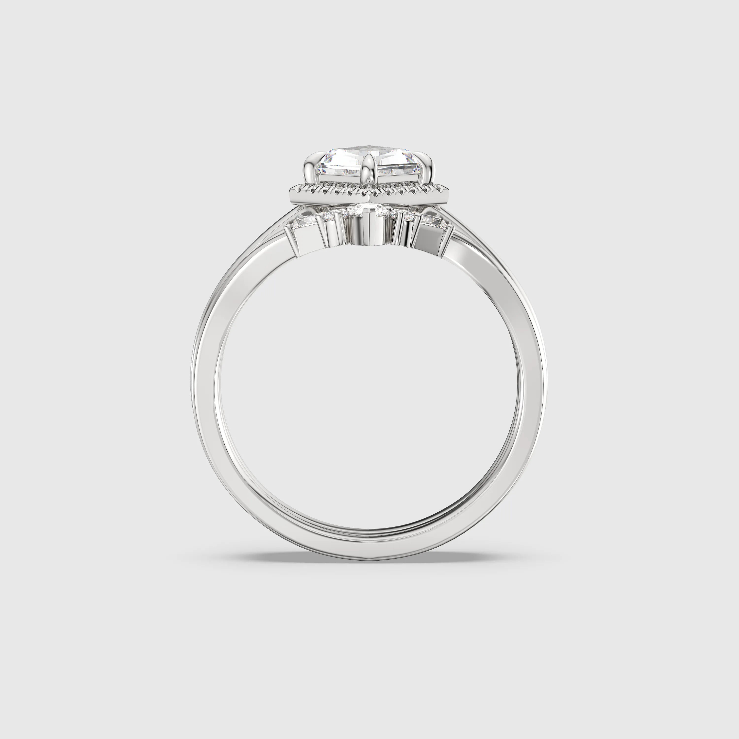 NEXUS Kite Cut Lab Diamond Regal Trinity Bridal Set 3PCs