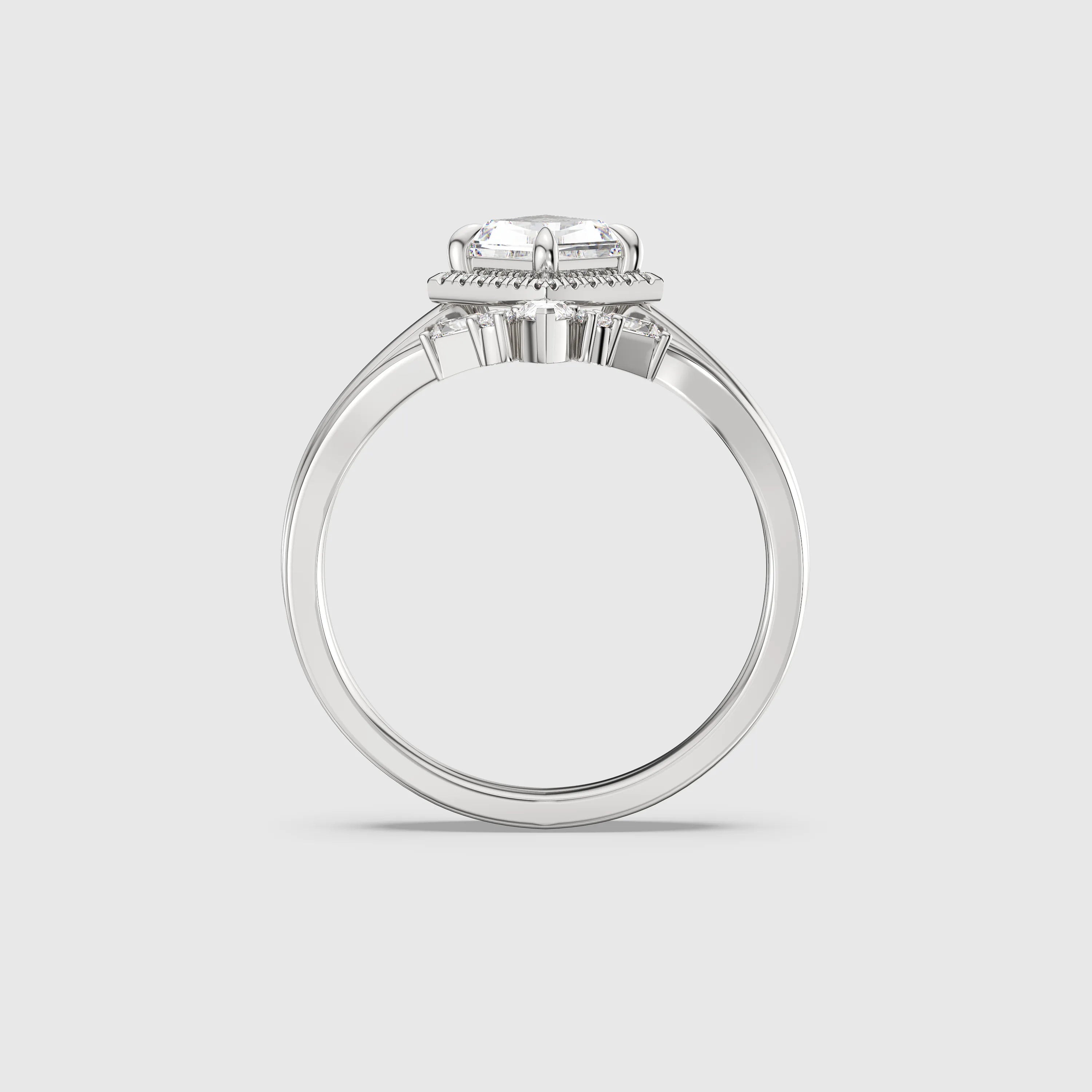 NEXUS Kite Cut Lab Diamond Halo Starlight Bridal Set 2PCs