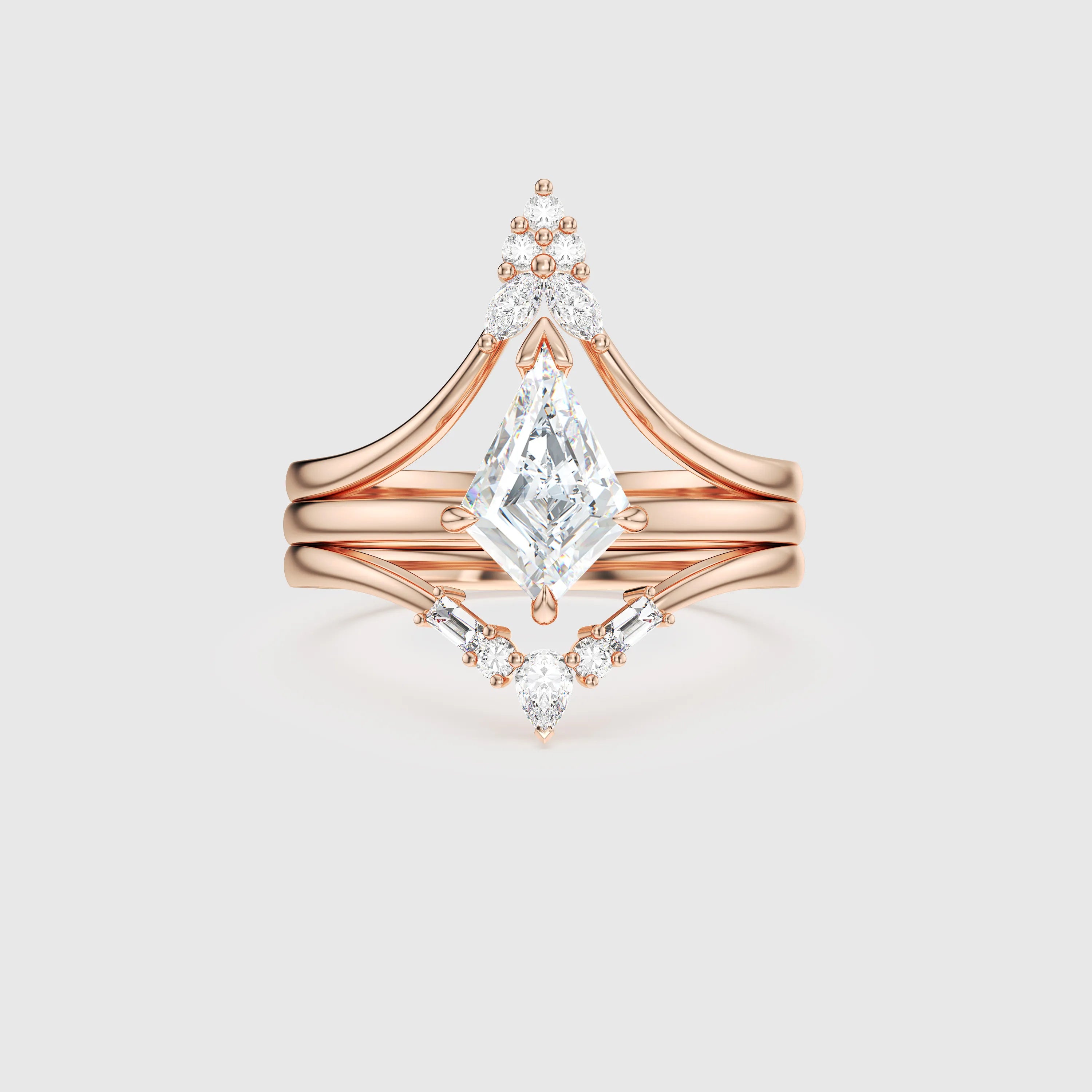 NEXUS Kite Cut Lab Diamond Timeless Symphony Bridal Set 3PCs