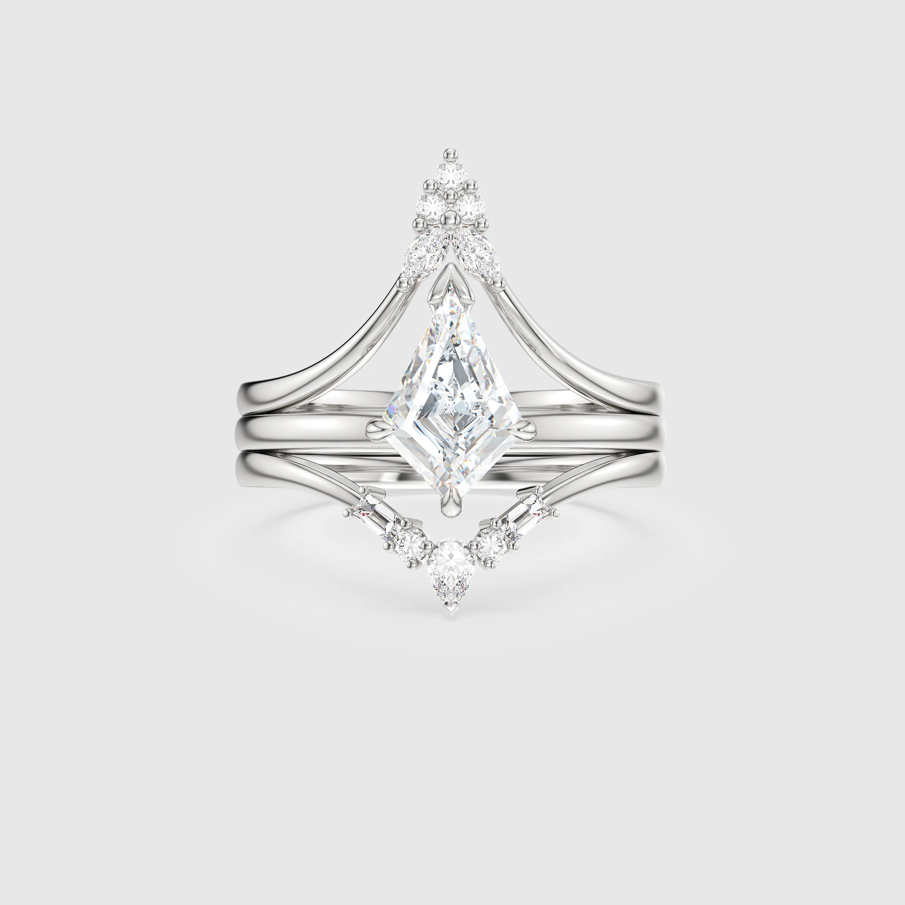 NEXUS Kite Cut Lab Diamond Timeless Symphony Bridal Set 3PCs