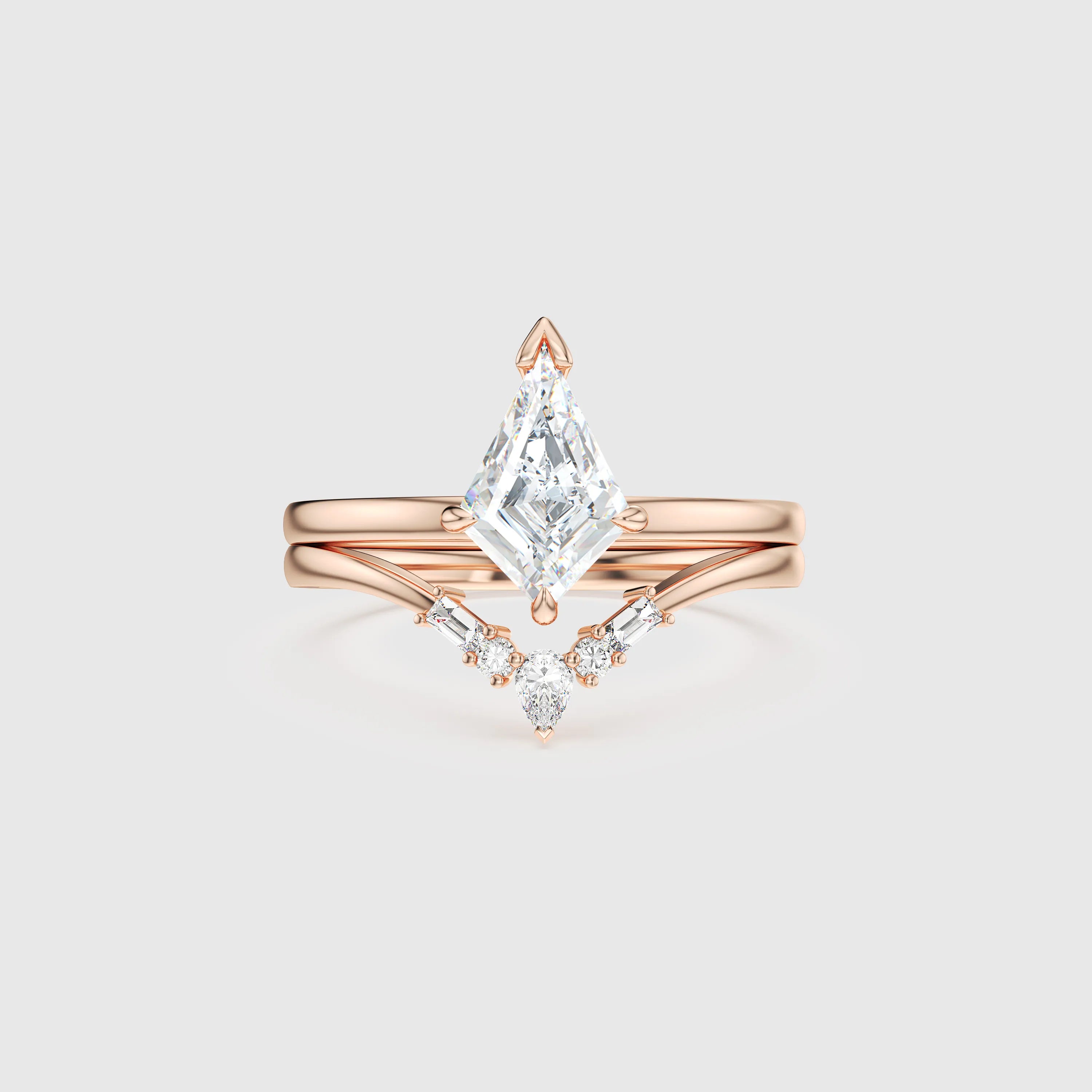 NEXUS Kite Cut Lab Diamond Graceful Harmony Bridal Set 2PCs