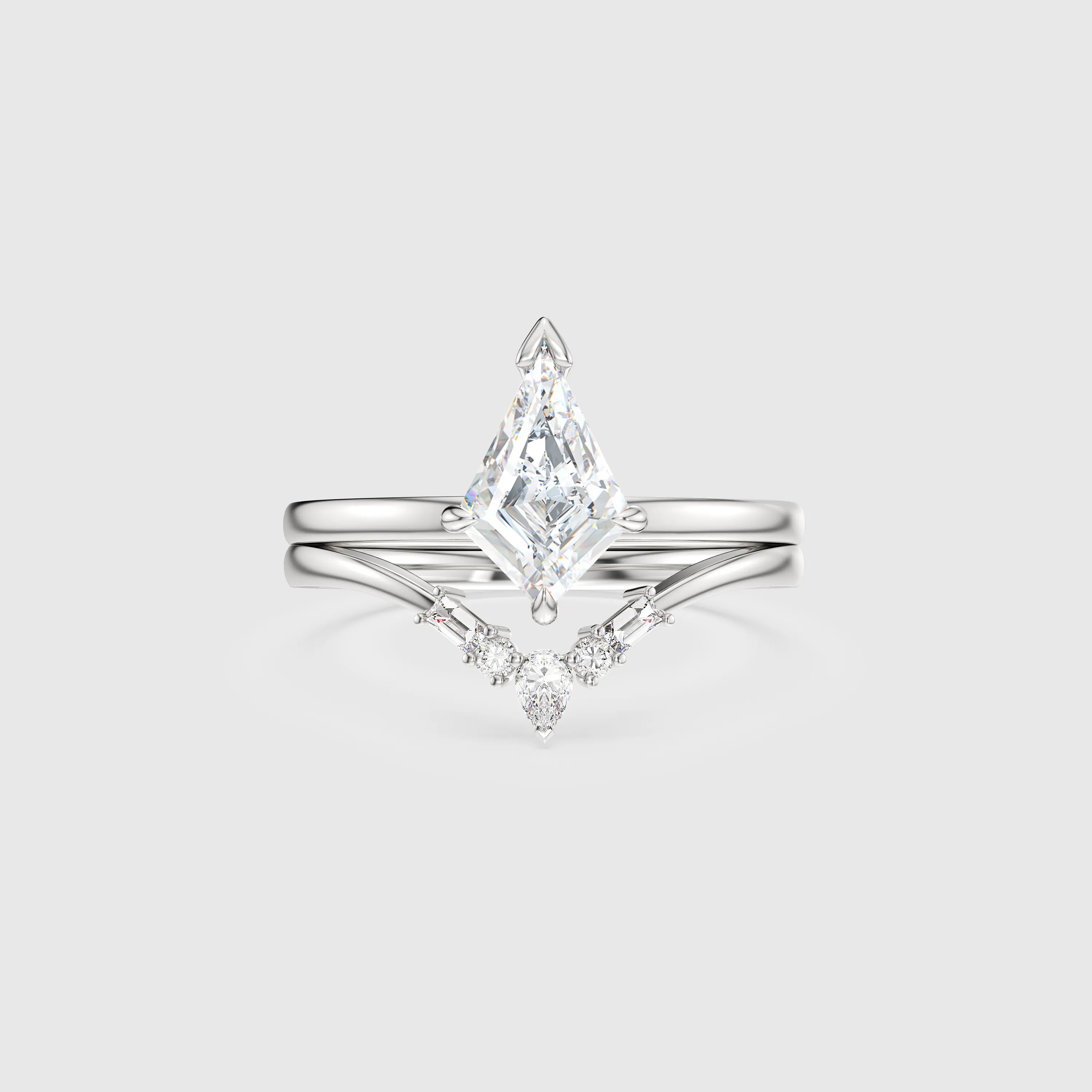 NEXUS Kite Cut Lab Diamond Graceful Harmony Bridal Set 2PCs