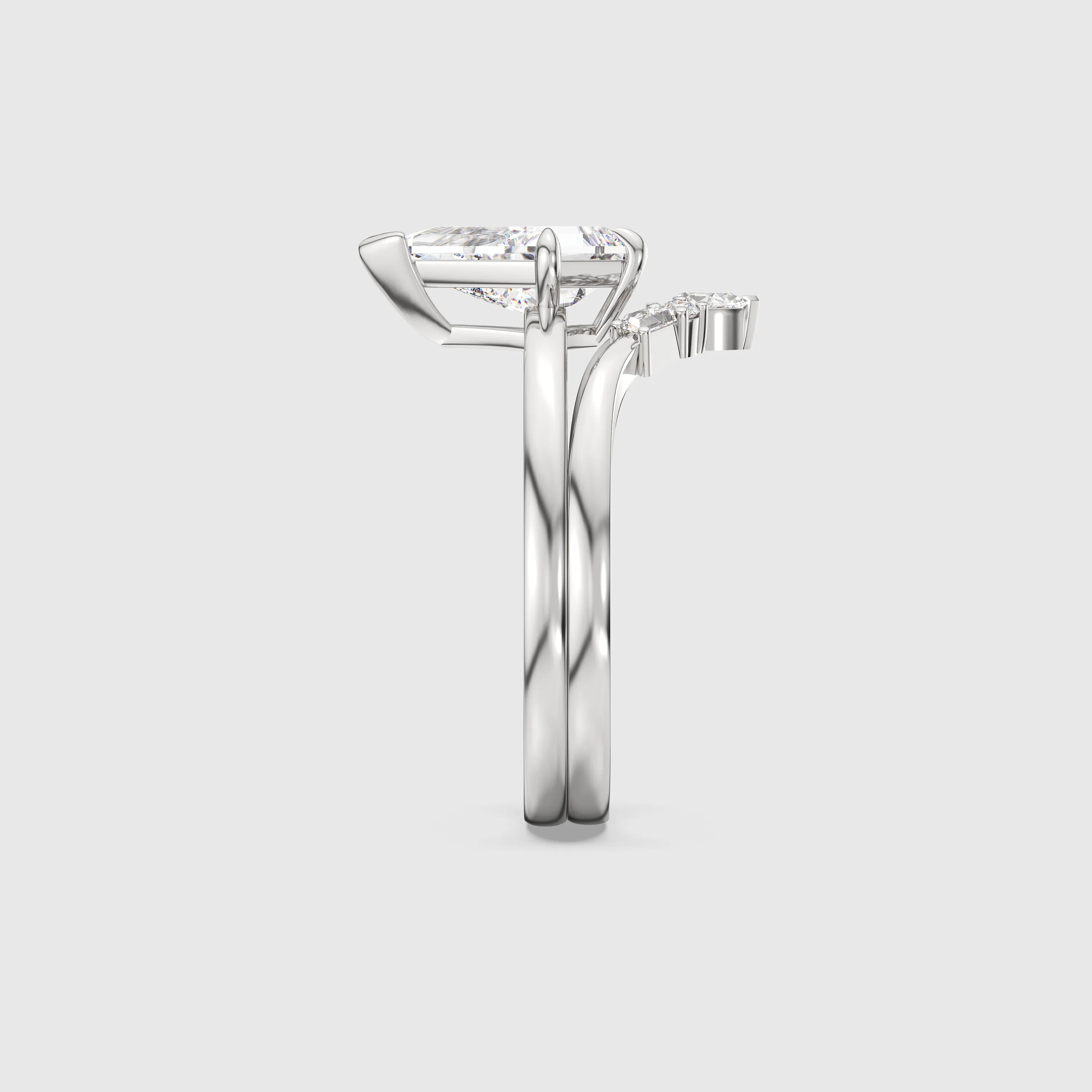 NEXUS Kite Cut Lab Diamond Graceful Harmony Bridal Set 2PCs
