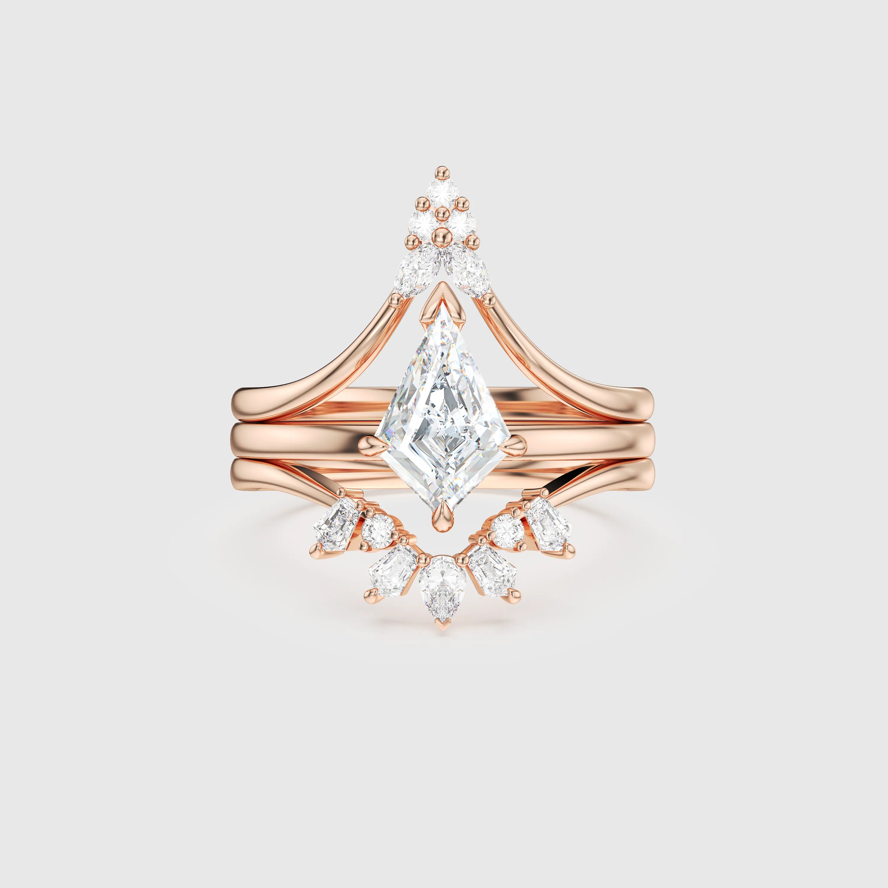 NEXUS Classic Kite Cut Lab Diamond Solitaire Bridal Set 3PCs