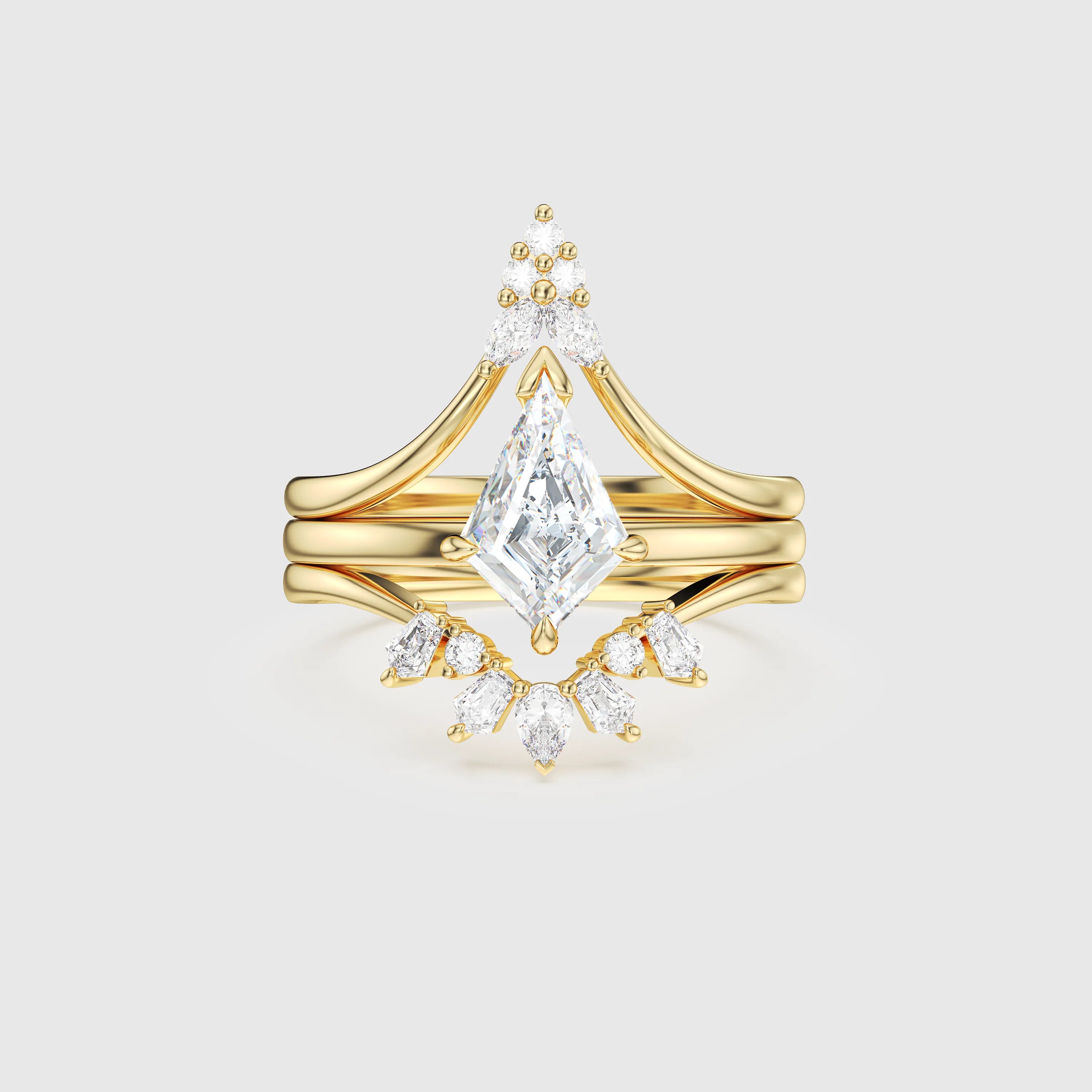 NEXUS Classic Kite Cut Lab Diamond Solitaire Bridal Set 3PCs