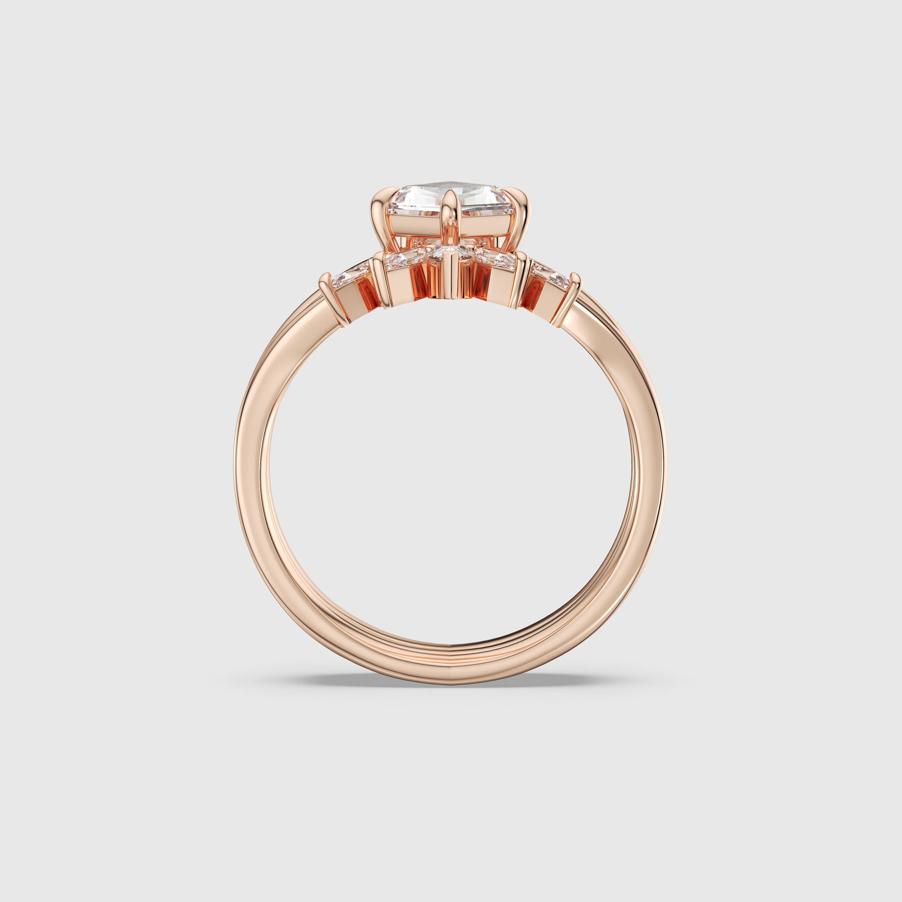 NEXUS Classic Kite Cut Lab Diamond Solitaire Bridal Set 3PCs