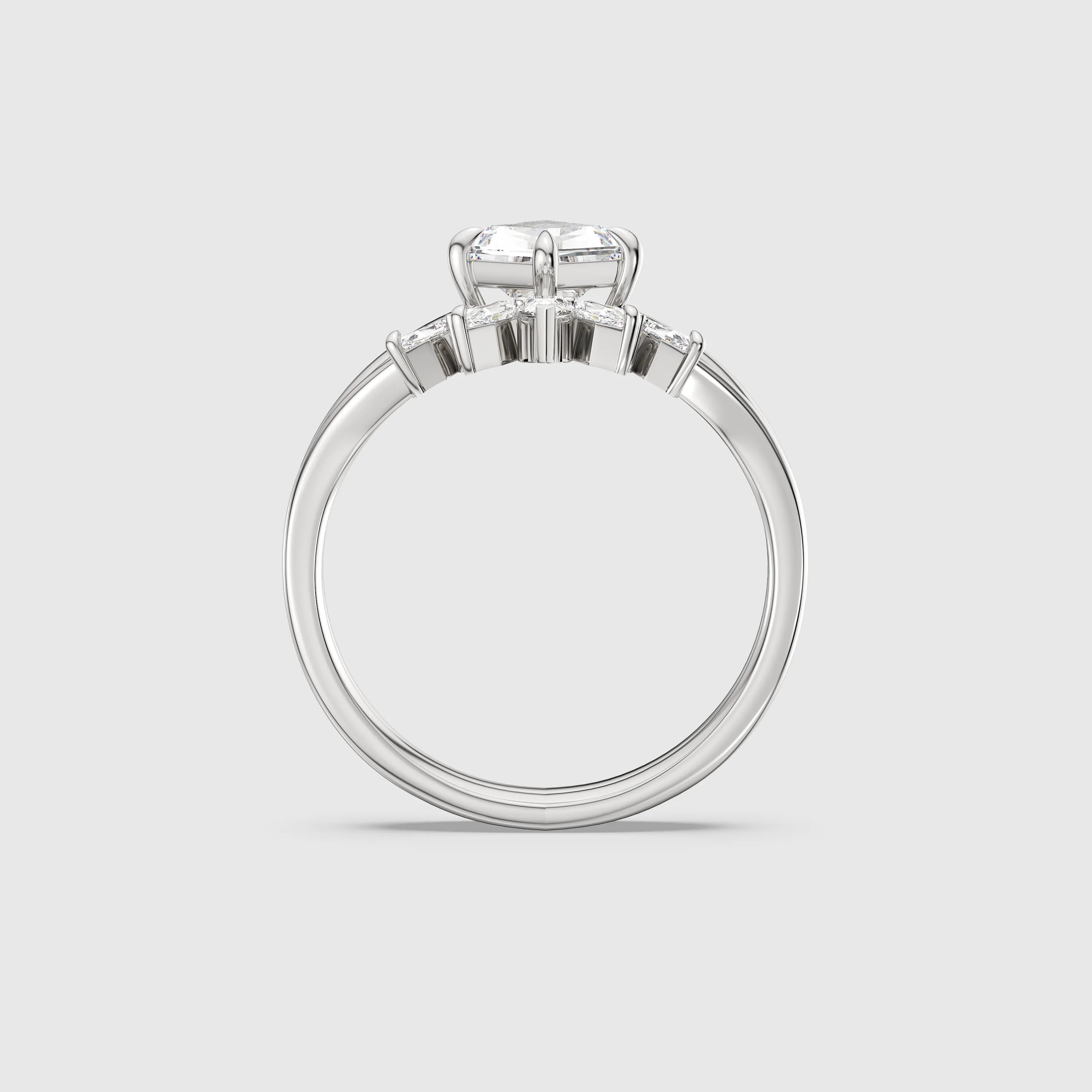 NEXUS Kite Cut Lab Diamond Regal Halo Bridal Set 2PCs