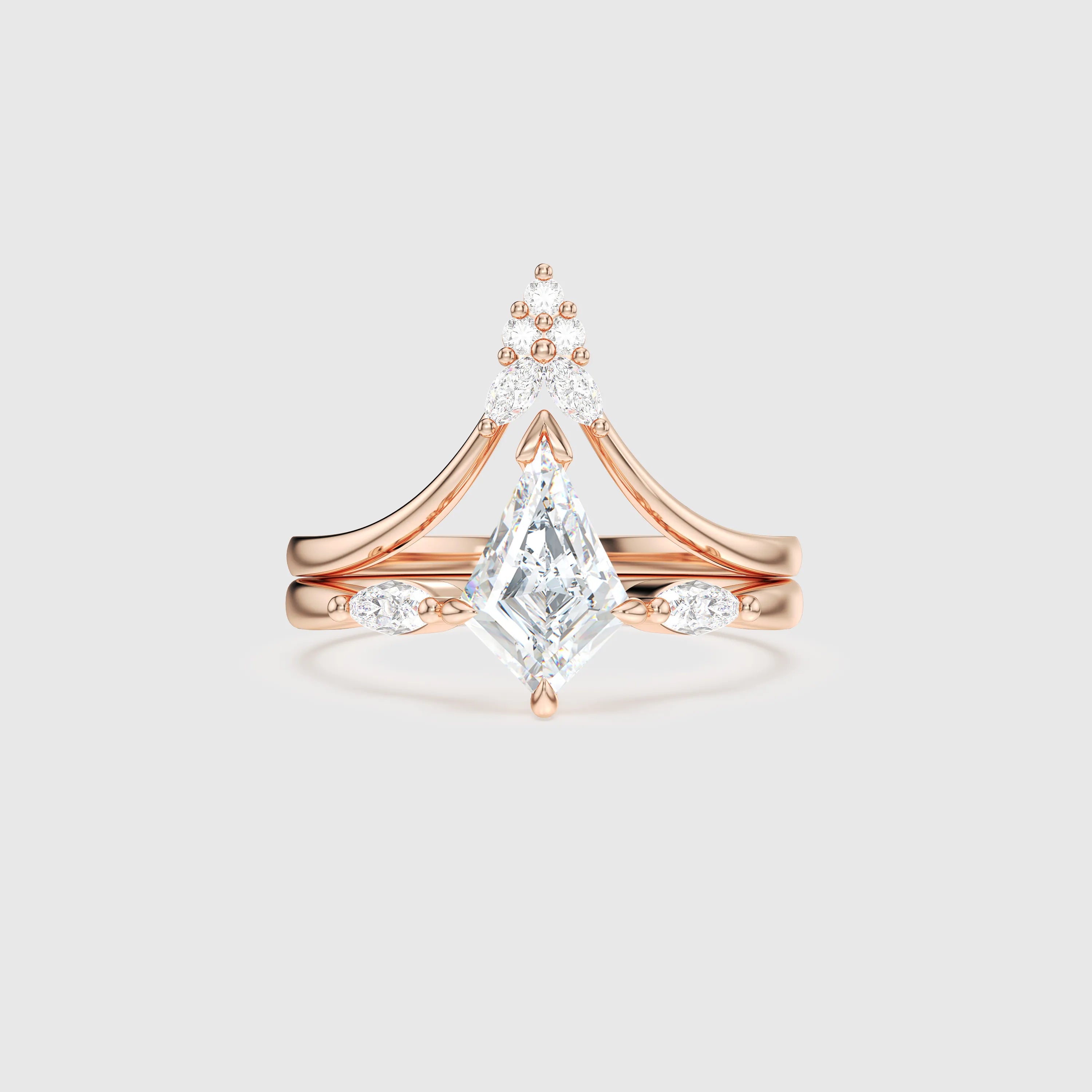 NEXUS Kite Cut Lab Diamond Luminous Duet Bridal Set 2PCs