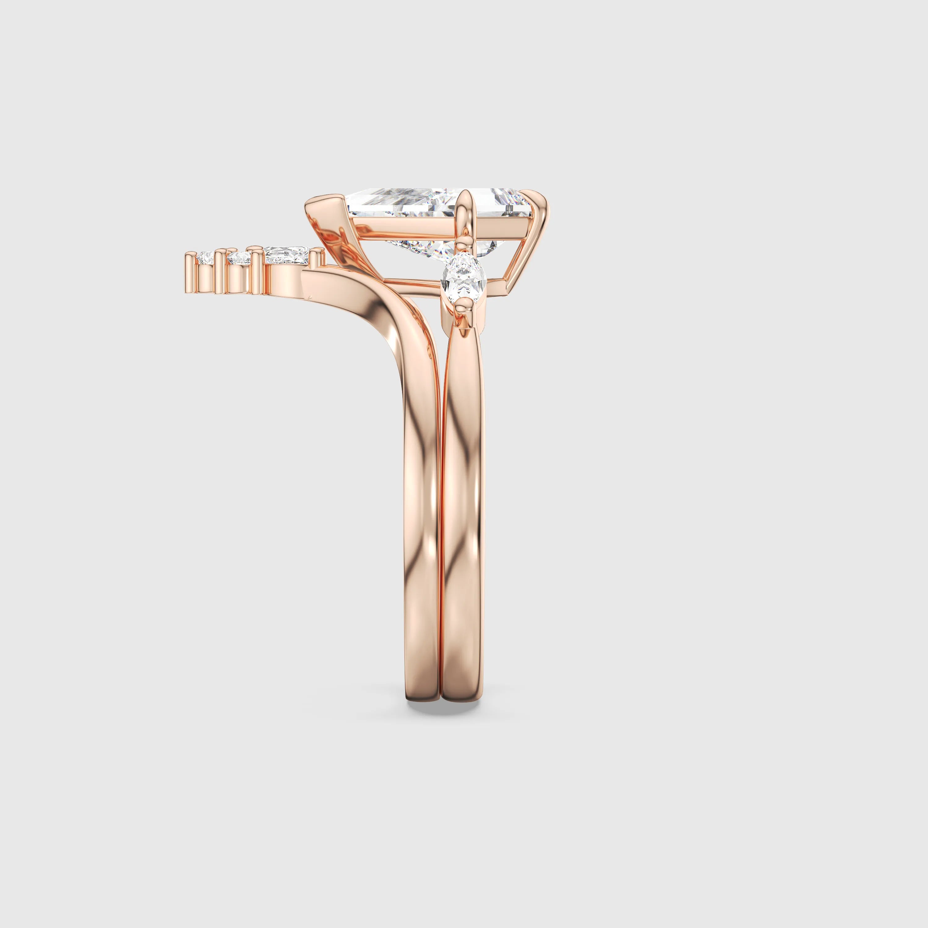 NEXUS Kite Cut Lab Diamond Luminous Duet Bridal Set 2PCs