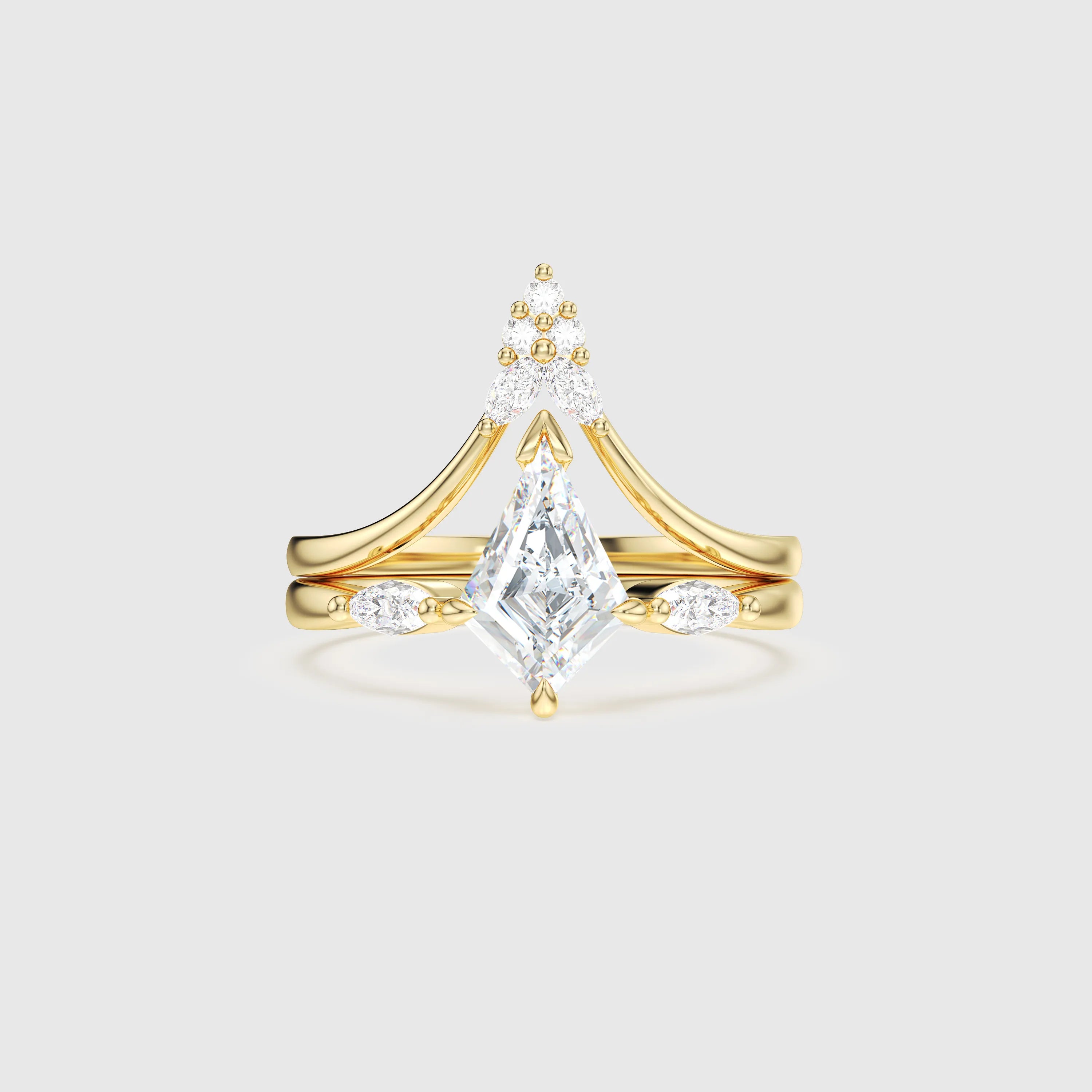 NEXUS Kite Cut Lab Diamond Luminous Duet Bridal Set 2PCs