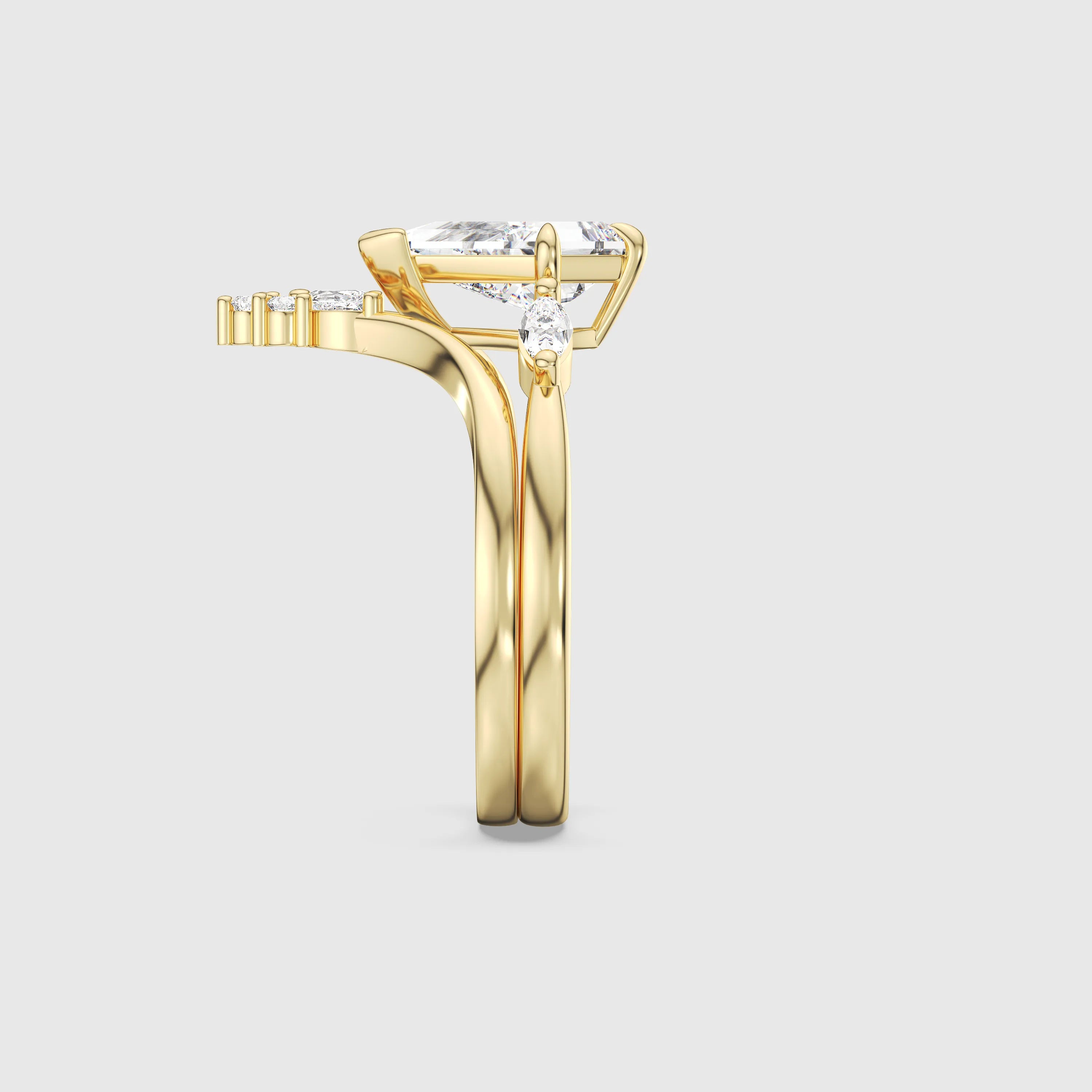 NEXUS Kite Cut Lab Diamond Luminous Duet Bridal Set 2PCs