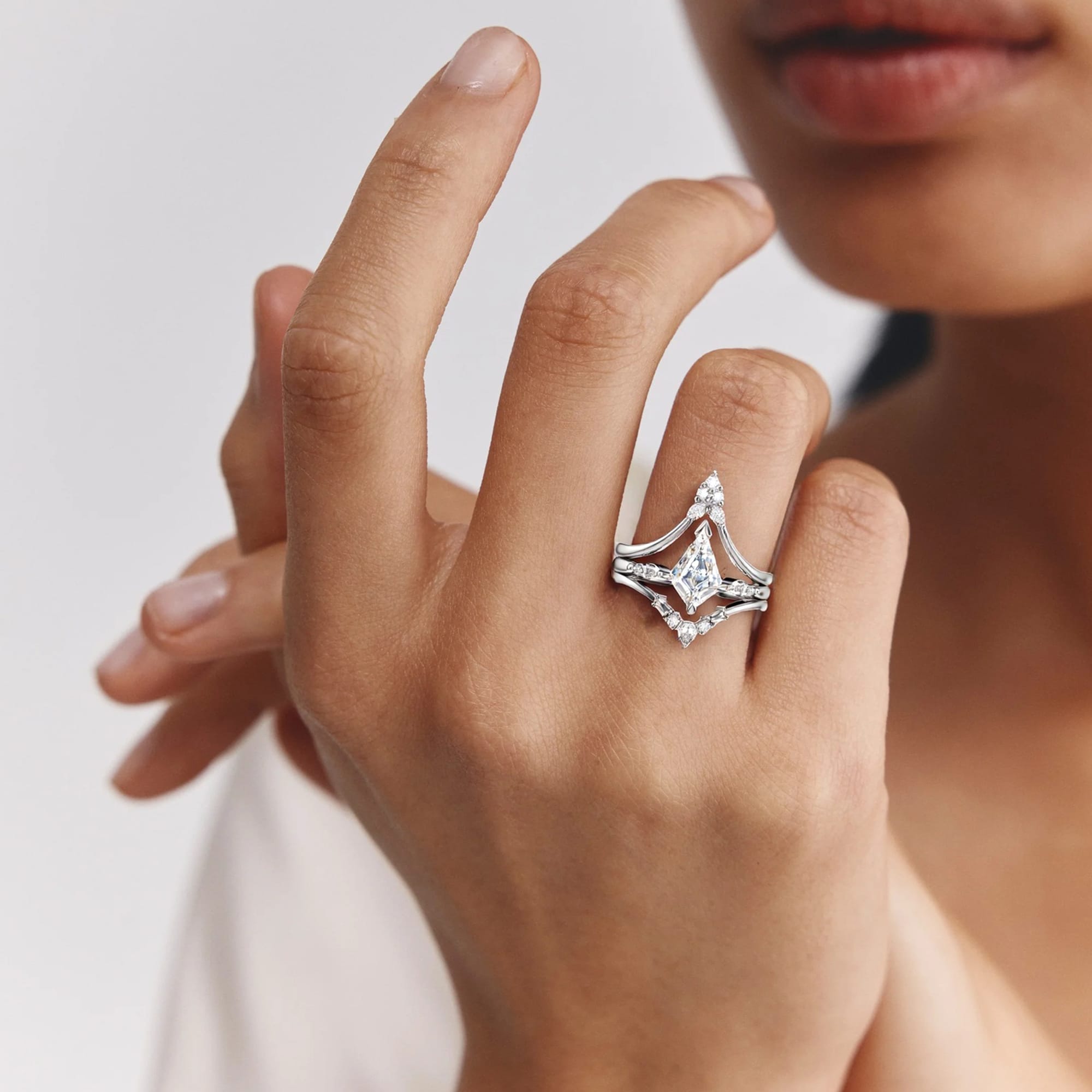 NEXUS Kite Three-Stone Lab Diamond Bridal Set