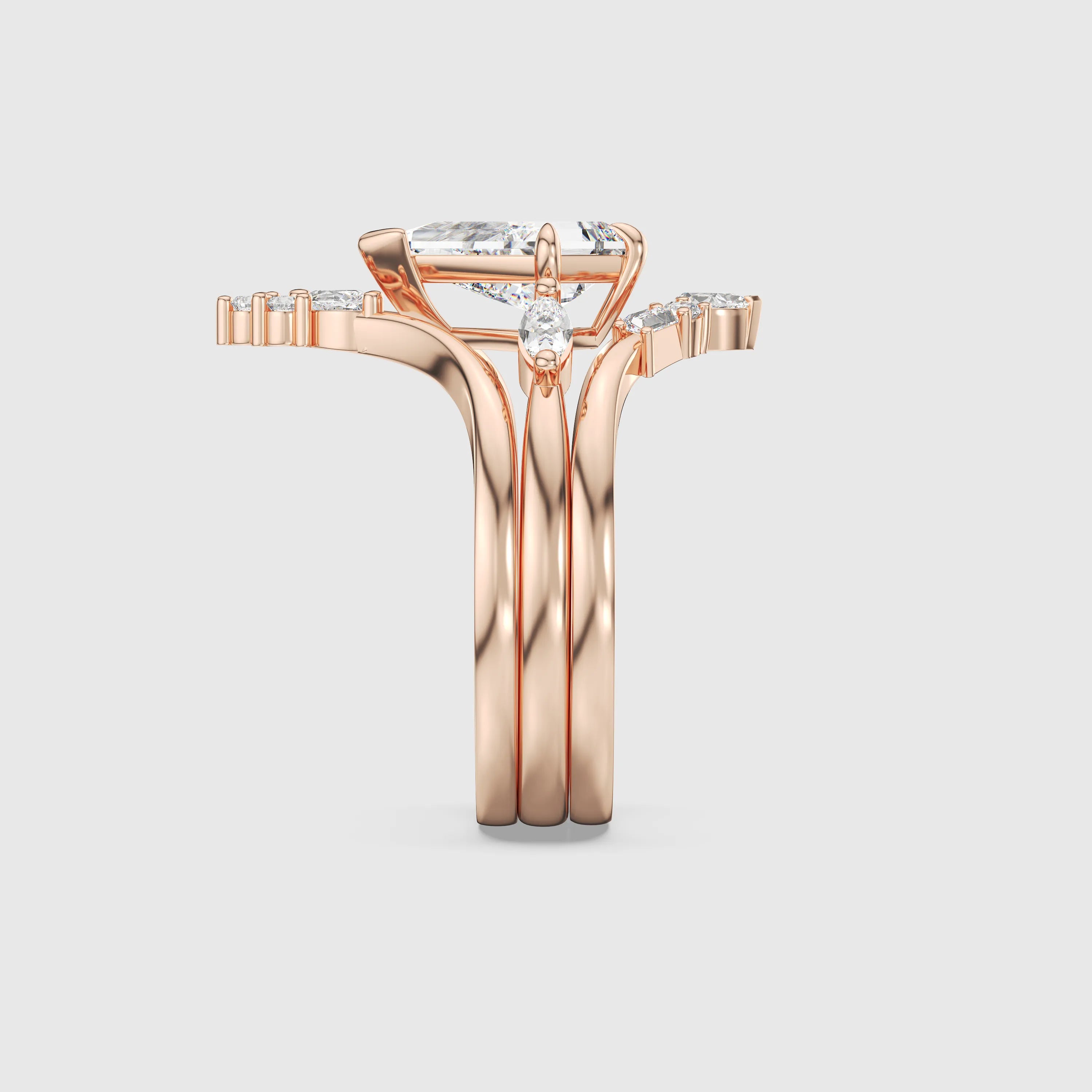 NEXUS Kite Three-Stone Lab Diamond Bridal Set