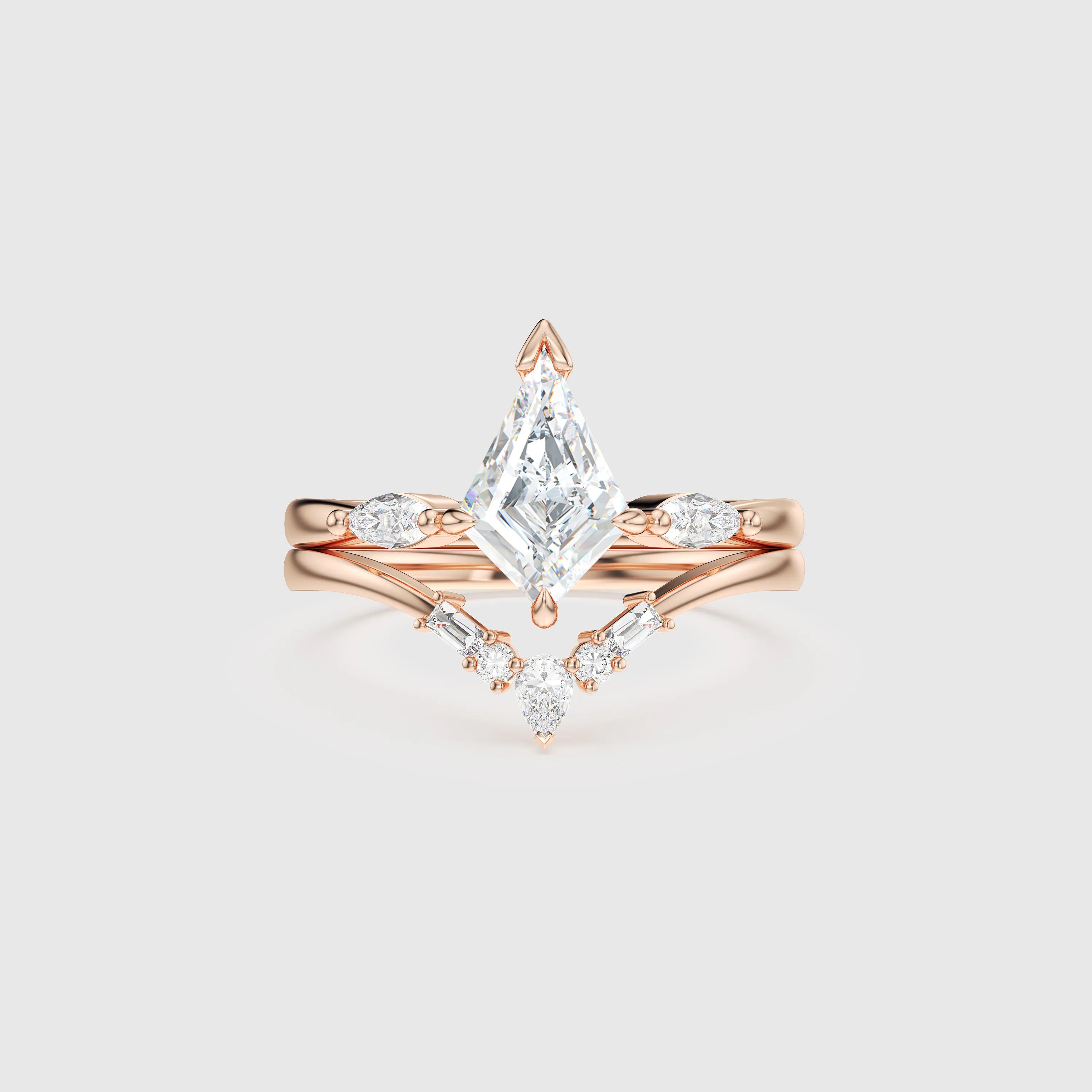 NEXUS Kite Cut Lab Diamond Infinite Grace Bridal Set 2PCs