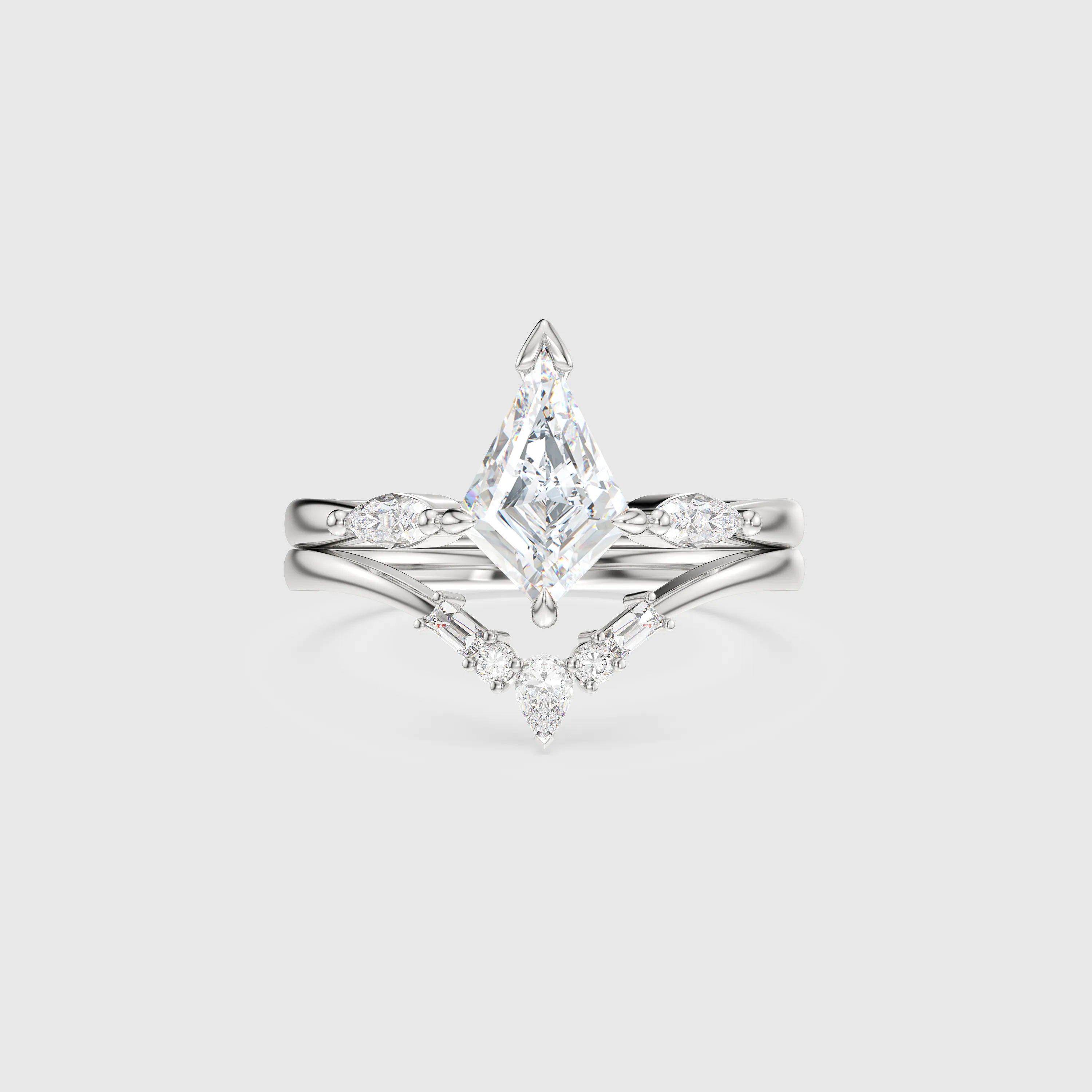 NEXUS Kite Cut Lab Diamond Infinite Grace Bridal Set 2PCs
