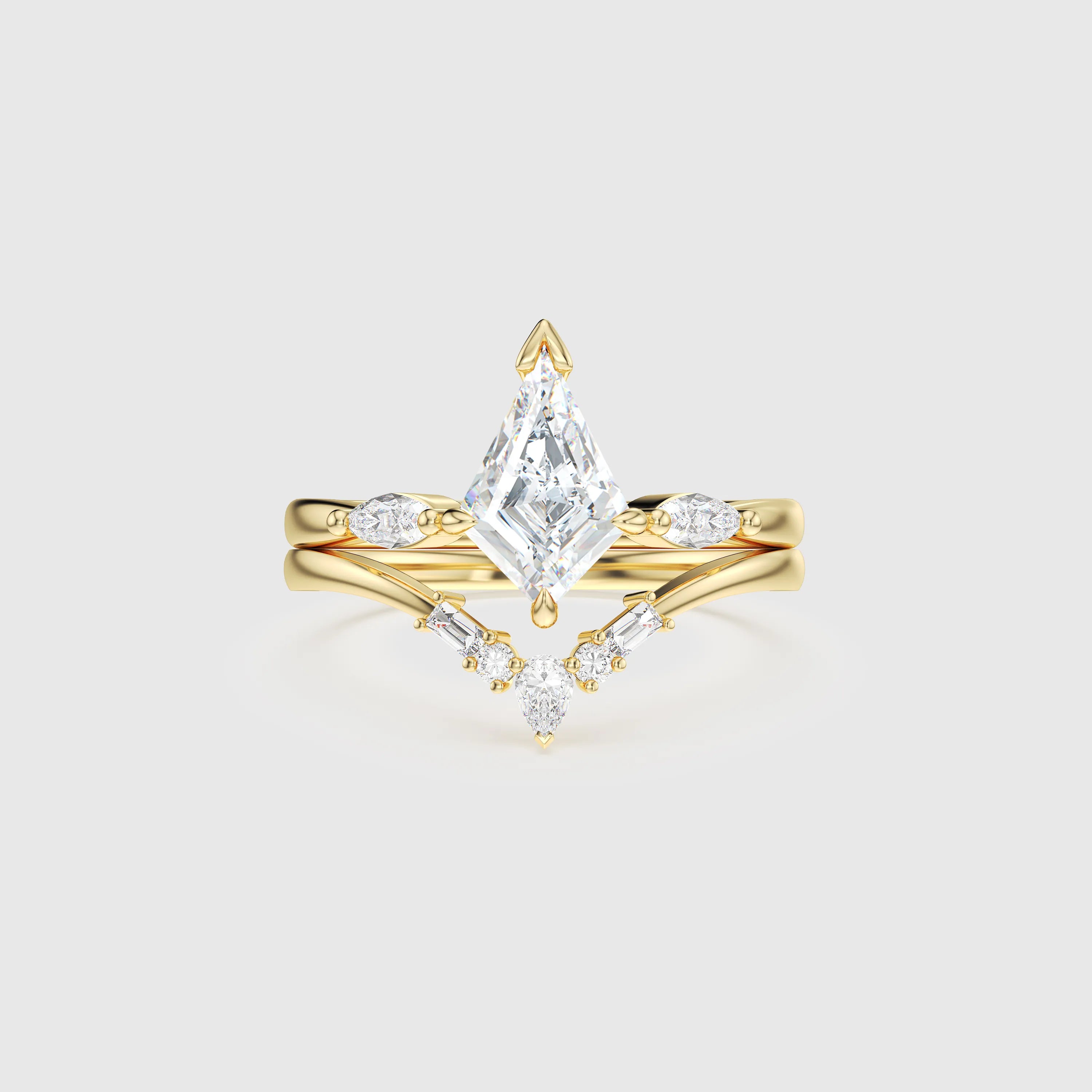 NEXUS Kite Cut Lab Diamond Infinite Grace Bridal Set 2PCs